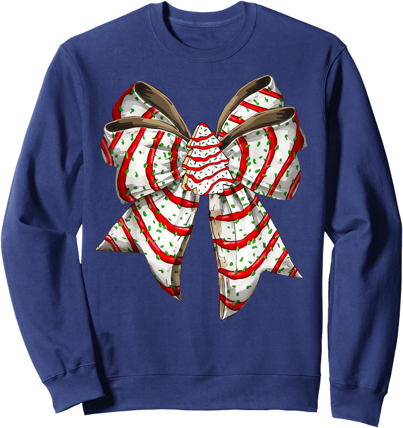 Coquette Bow Christmas Tree Cake Christmas Vibes Girls Women Sweatshirt - Sweatshirt | Navy