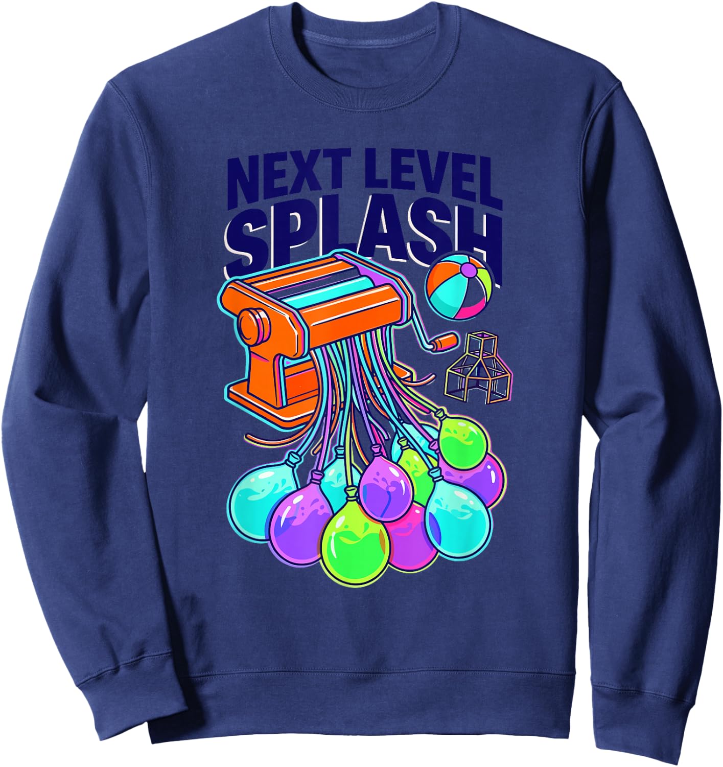 Splash Fun Summer Enthusiast Water Balloon Humor Sweatshirt - Sweatshirt | Navy