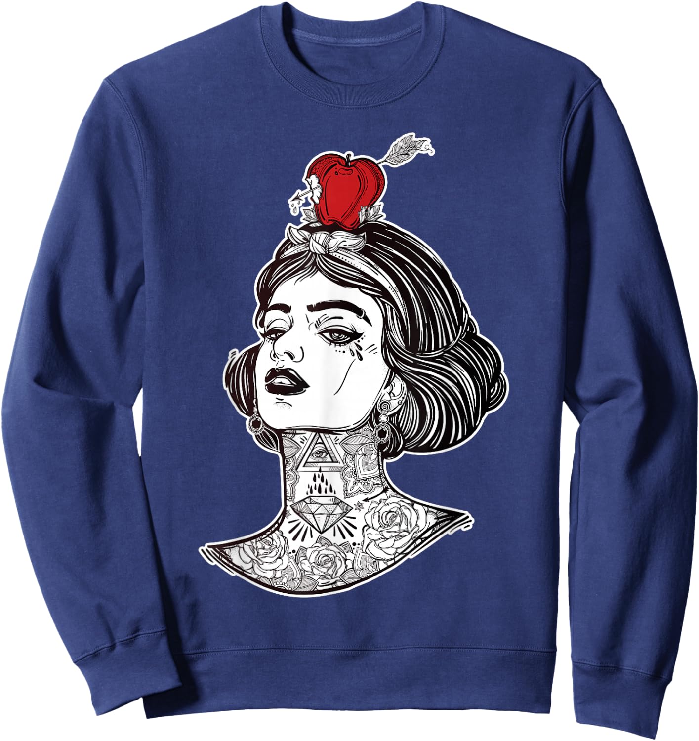 Red Apple Arrow Aim - William Tell Pin-Up Tattoo Sweatshirt - Sweatshirt | Navy