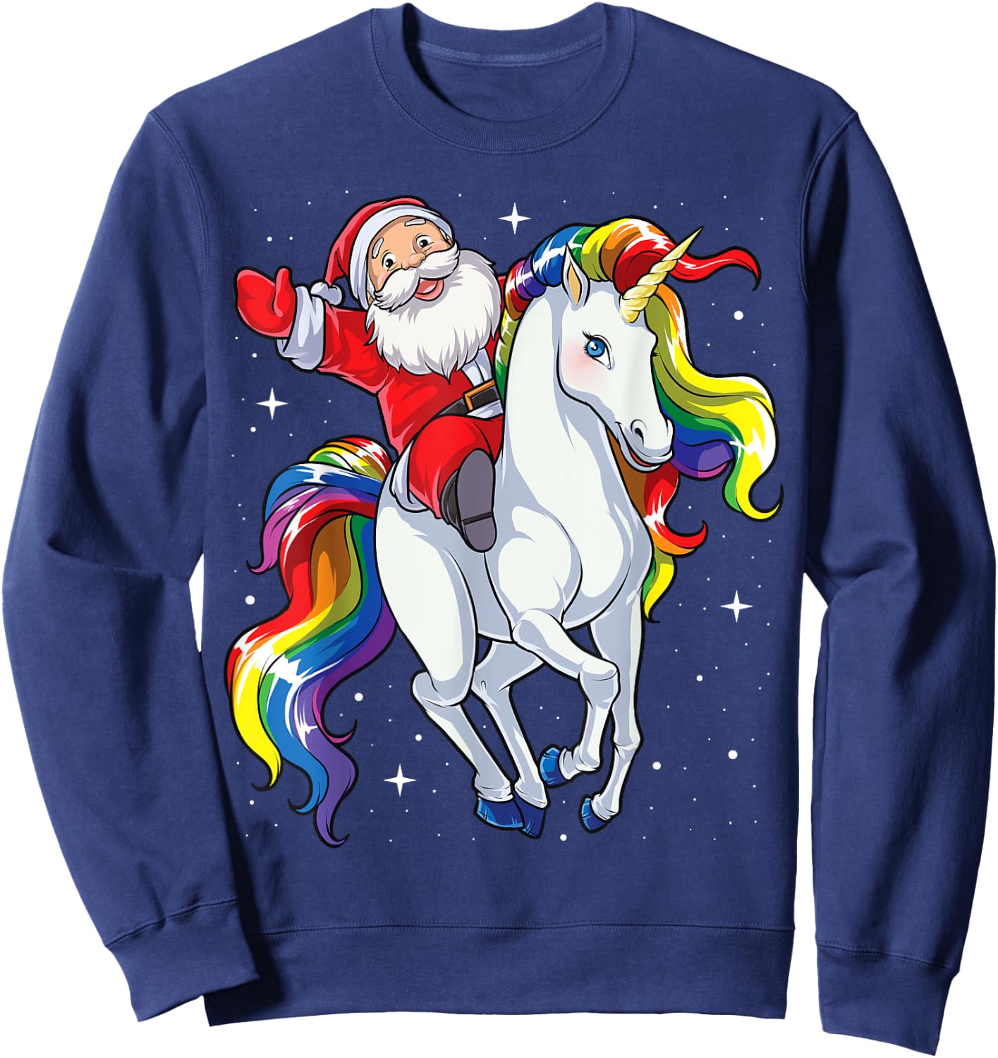Christmas Santa Riding Unicorn Xmas Gifts Girls Kids Women Sweatshirt - Sweatshirt | Navy