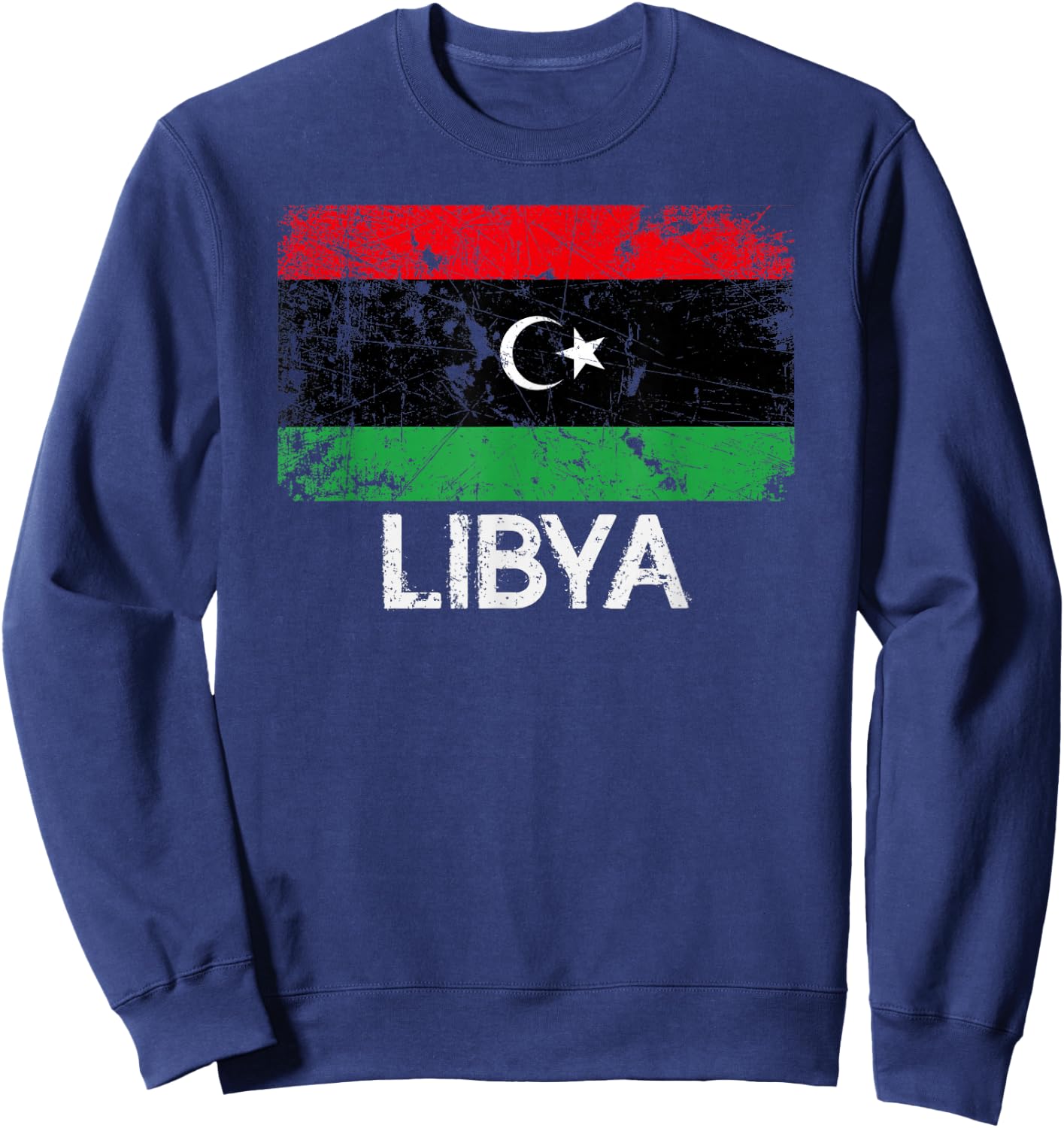 Libyan Flag | Vintage Made In Libya Gift Sweatshirt - Sweatshirt | Navy
