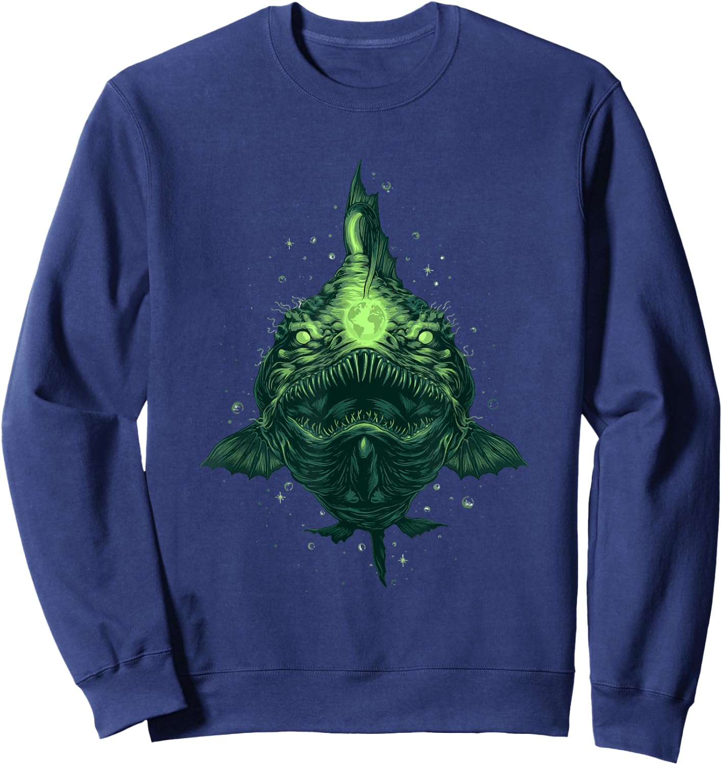 Anglerfish Earth Deep Sea Creature Angler Fish Sea Monster Sweatshirt - Sweatshirt | Navy