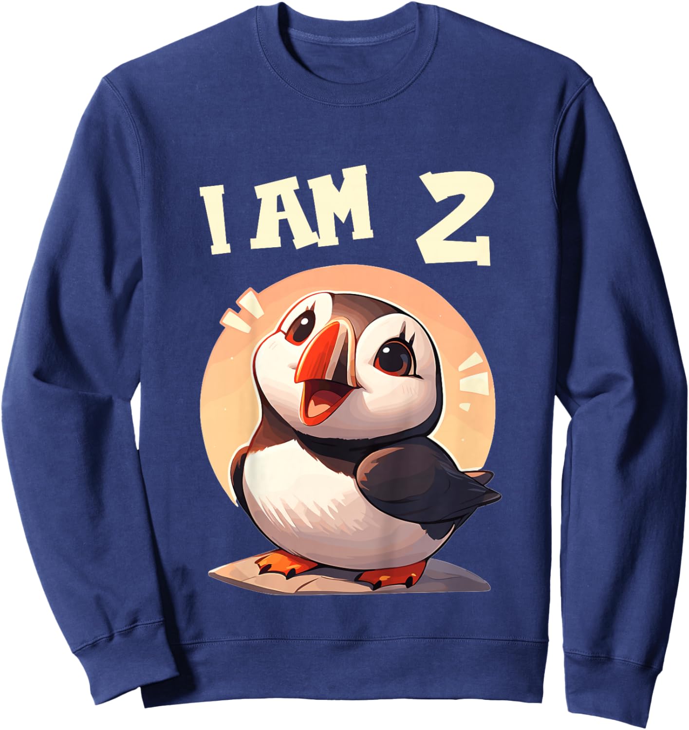 Kids 2 Years old 2 birthday Puffins Boy Girl Puffin Sweatshirt - Sweatshirt | Navy