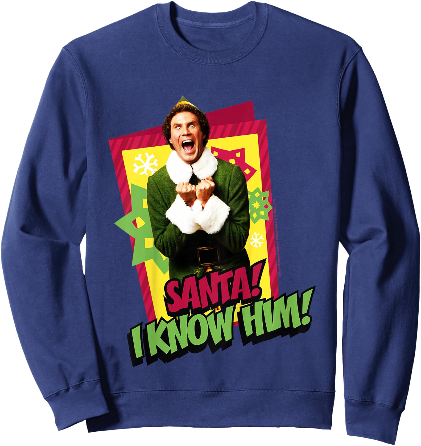 Kids Elf Buddy I Know Santa Bold Text Poster Sweatshirt - Sweatshirt | Navy