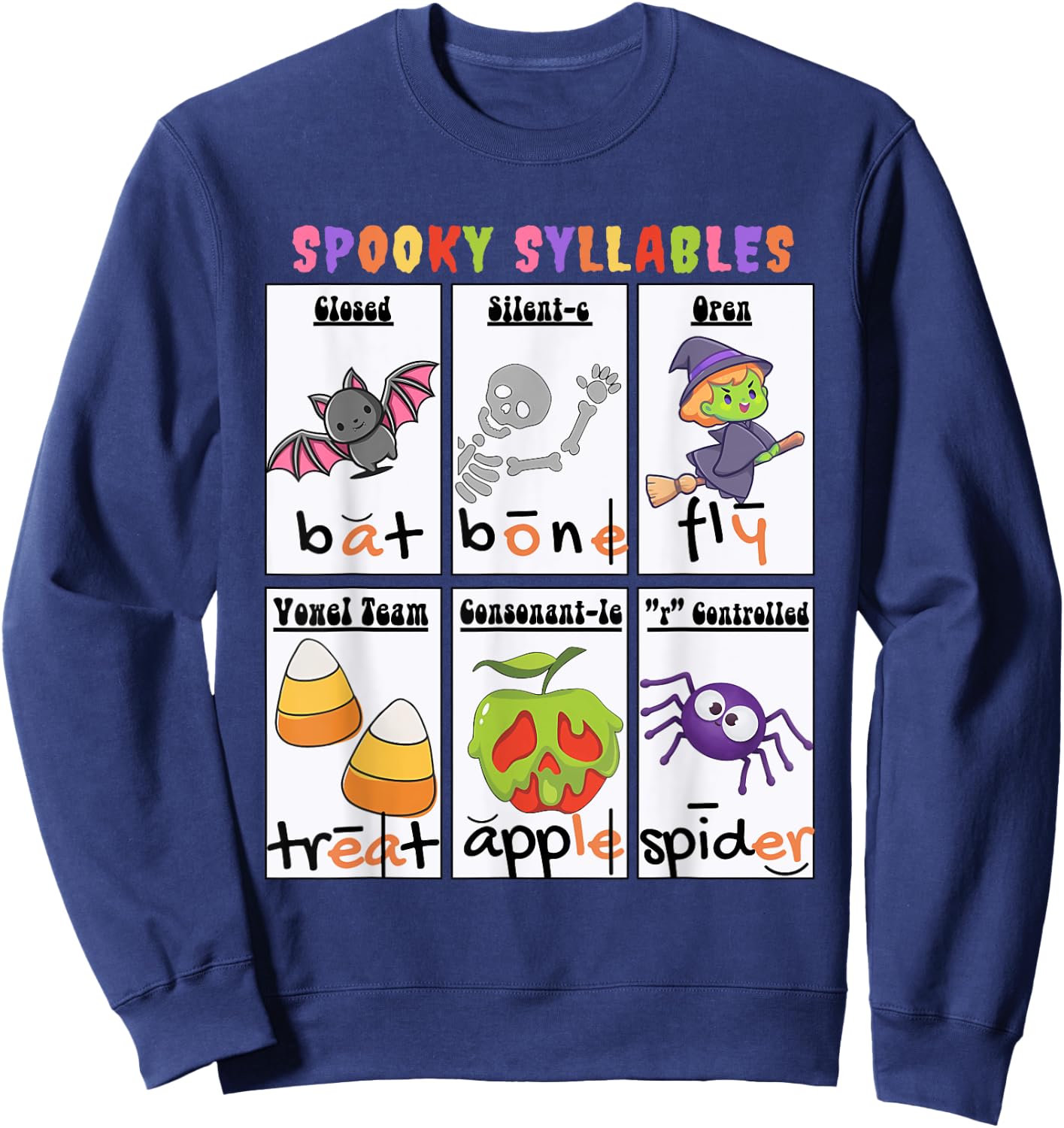 Spooky Syllables Funny Halloween Sweatshirt - Sweatshirt | Navy