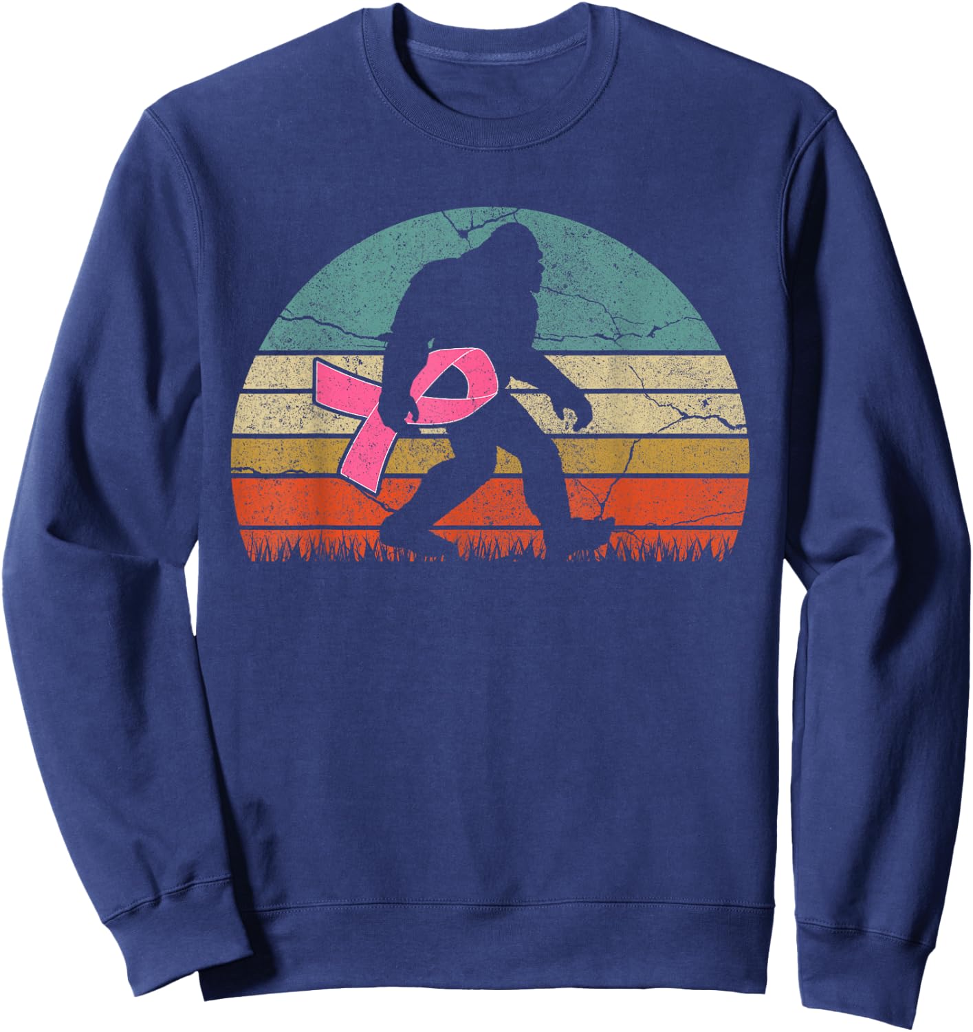 breast cancer survivor Vintage Bigfoot women Sweatshirt - Sweatshirt | Navy