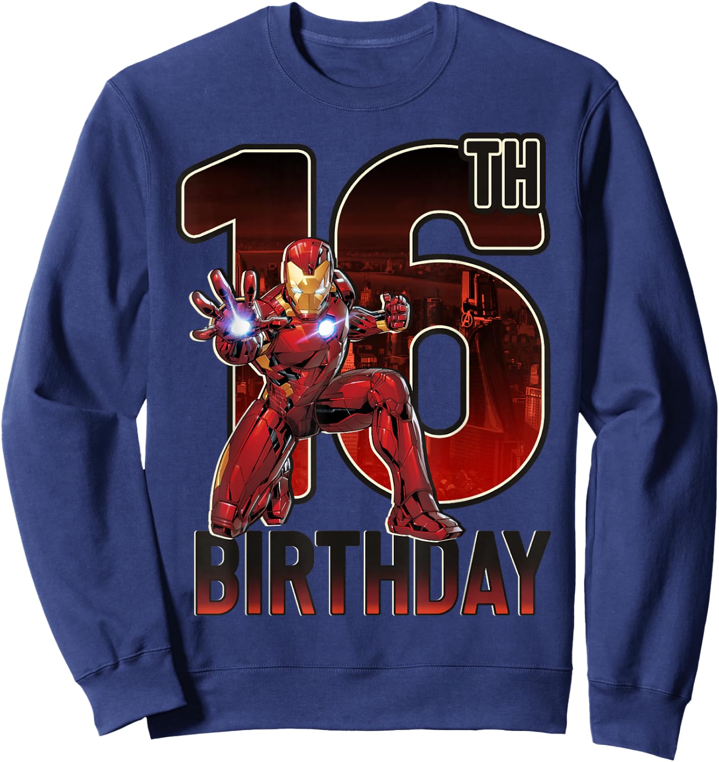 Marvel Iron Man 16th Birthday Action Pose Graphic Sweatshirt - Sweatshirt | Navy