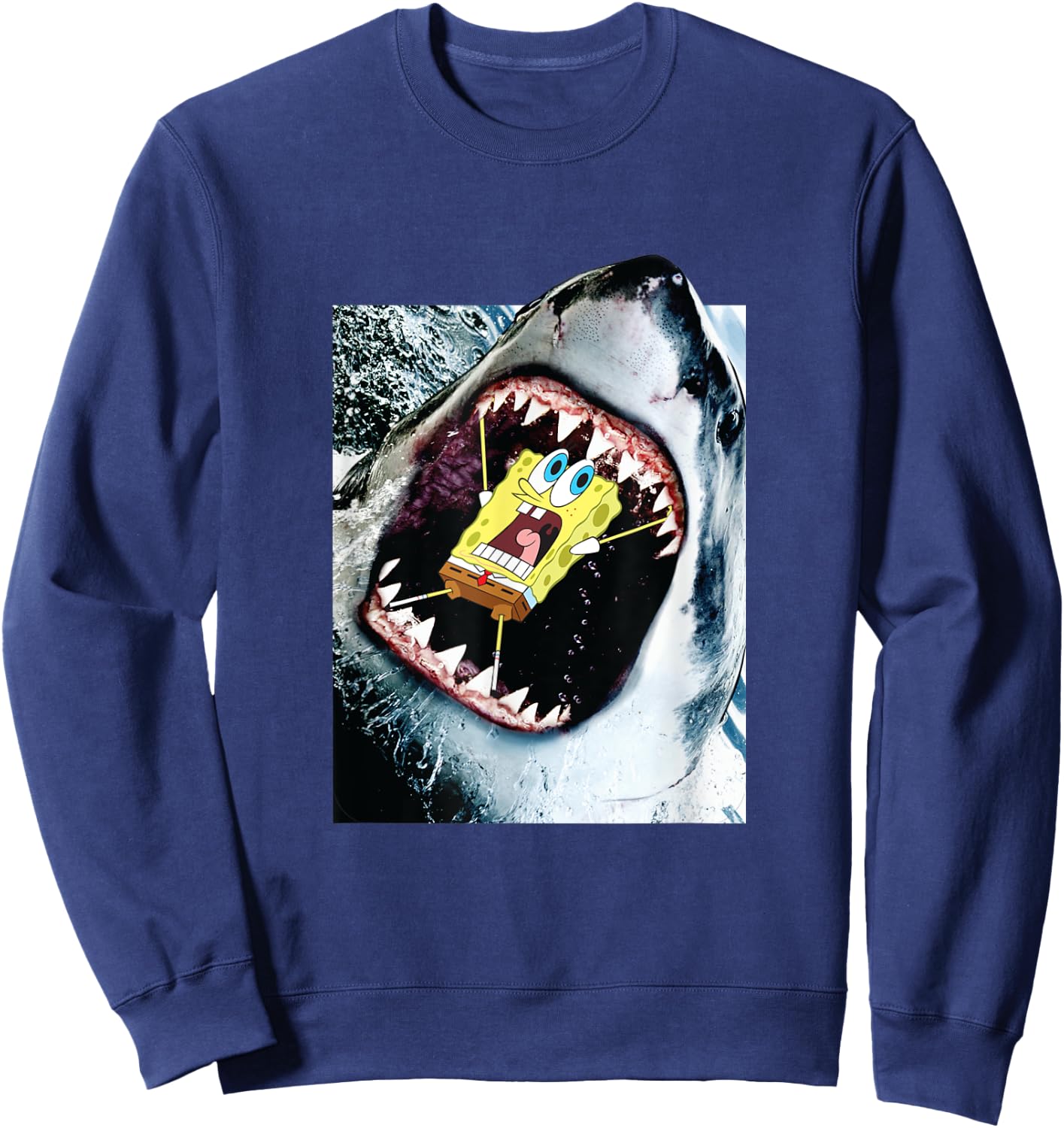 Shark Eating Spongebob Squarepants Sweatshirt - Sweatshirt | Navy