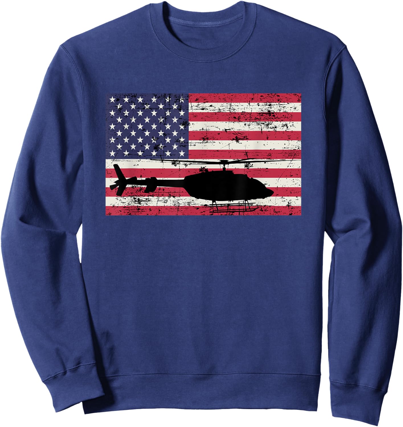 Patriotic Bell 407 helicopter American flag Sweatshirt - Sweatshirt | Navy