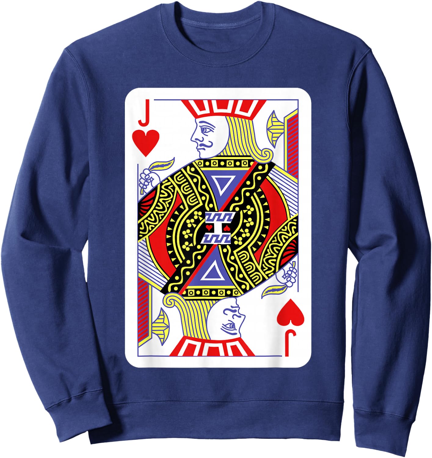 Jack of Hearts Playing Cards Halloween Costume Casino Easy Sweatshirt - Sweatshirt | Navy