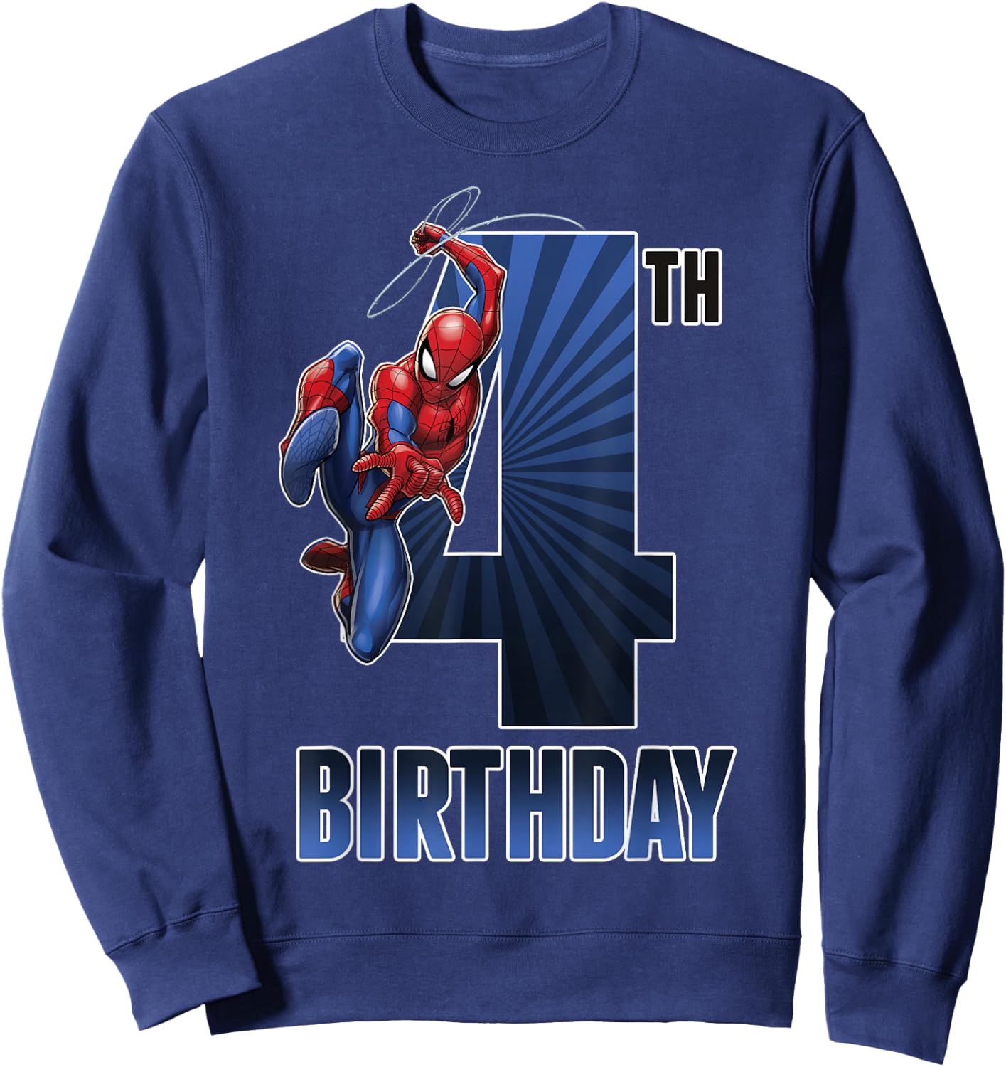Marvel Spider-Man Swinging 4th Birthday Graphic Small Sweatshirt - Sweatshirt | Navy