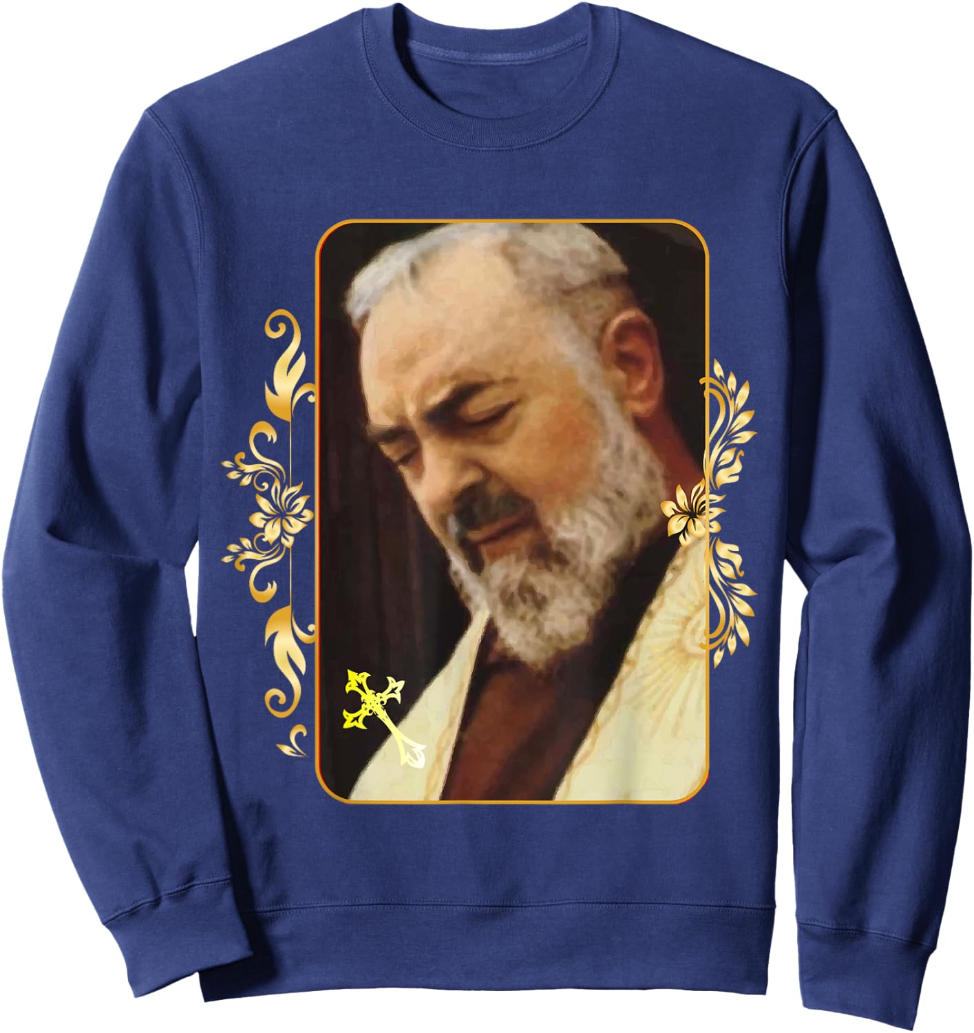 Religious Catholic St Padre Pio Of Pietrelcina Sweatshirt - Sweatshirt | Navy