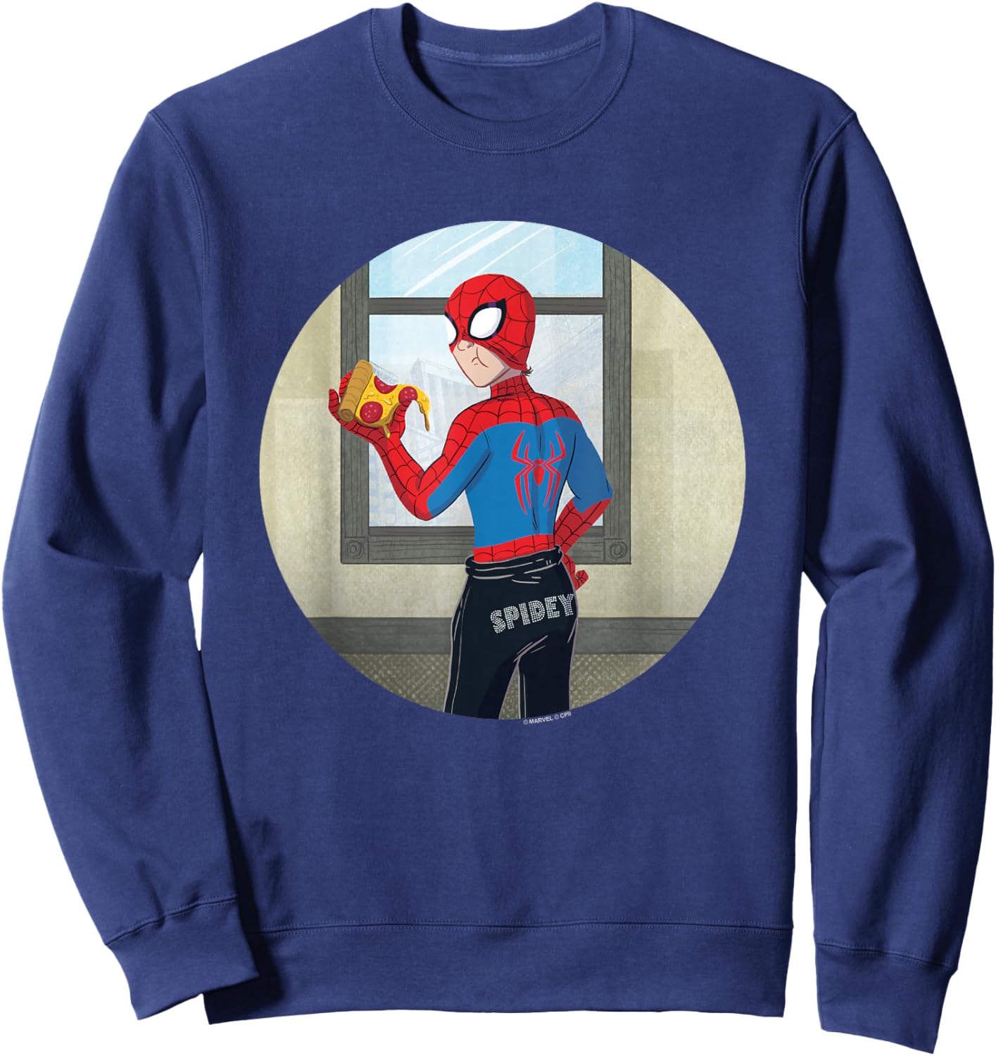 Marvel Spider-Man: New Day Spidey Pizza Spotlight Sweatshirt - Sweatshirt | Navy