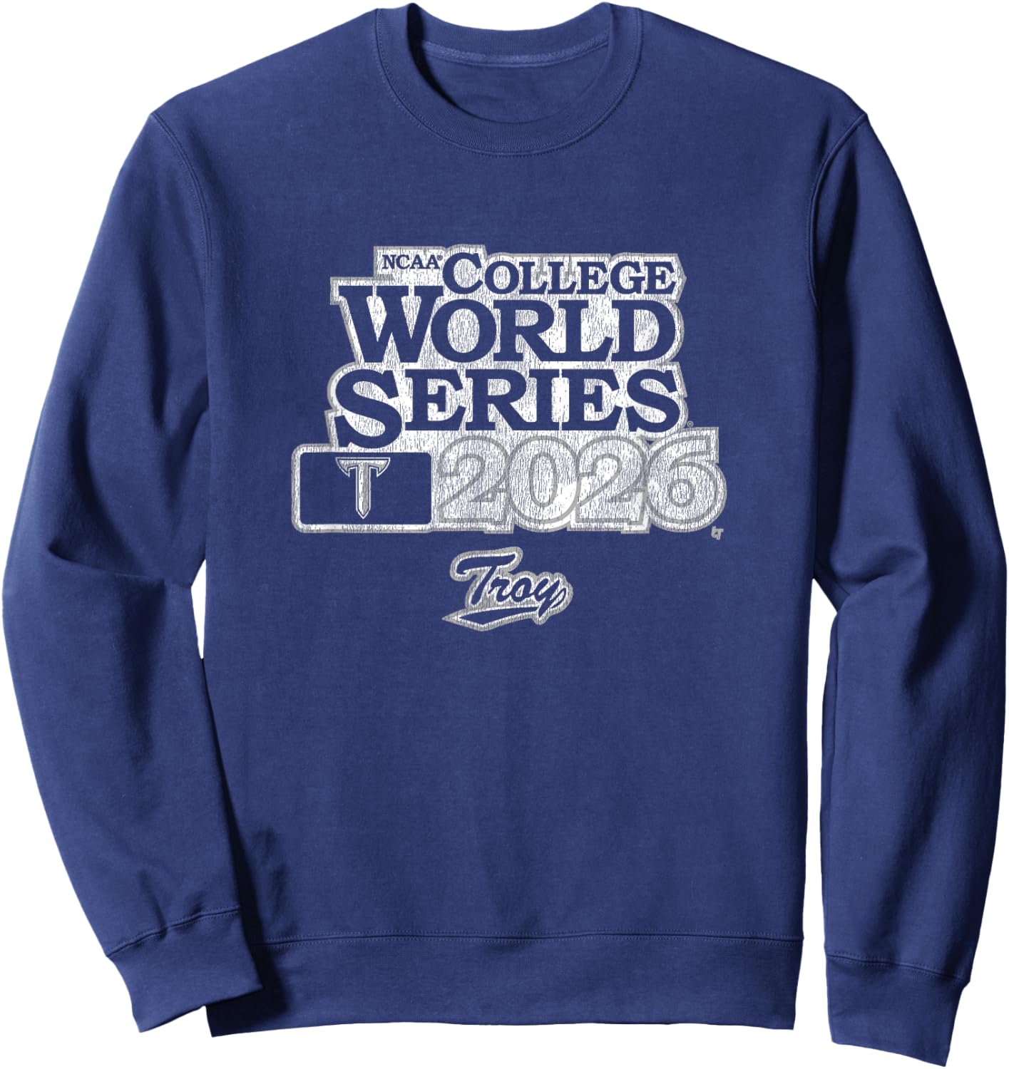 2026 College World Series - Troy Trojans Baseball Sweatshirt - Sweatshirt | Navy