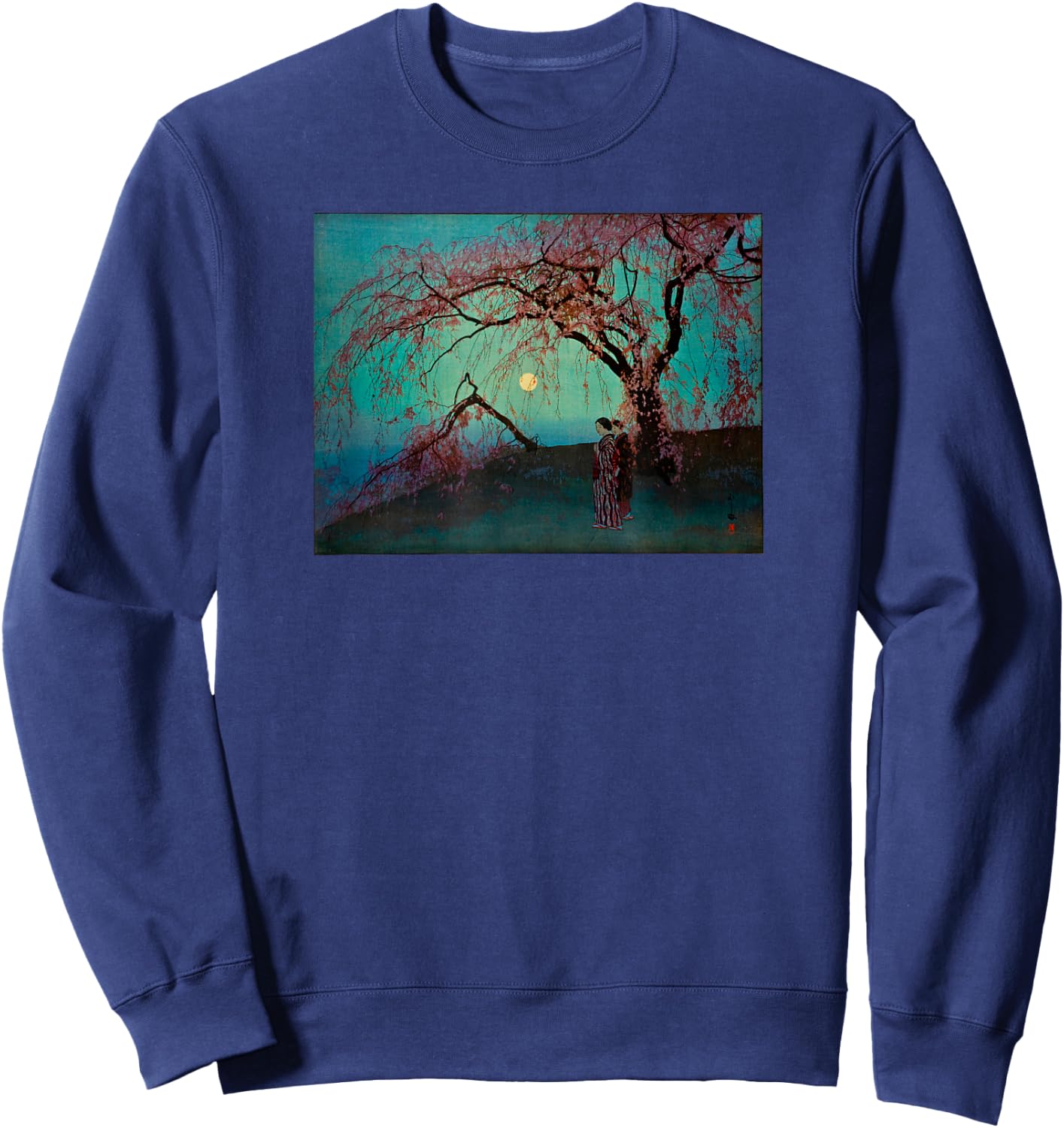 Japanese Art Hiroshige Woodblock Art Classic Print Retro Sweatshirt - Sweatshirt | Navy