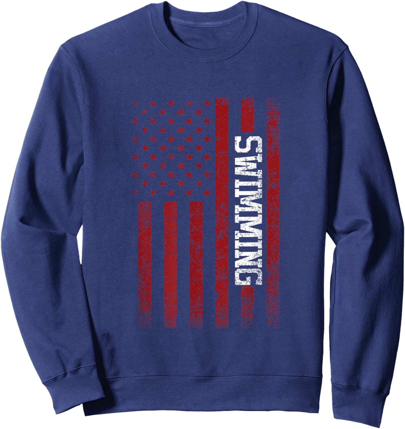 USA Flag American Swimming Team Swimmer Sweatshirt - Sweatshirt | Navy