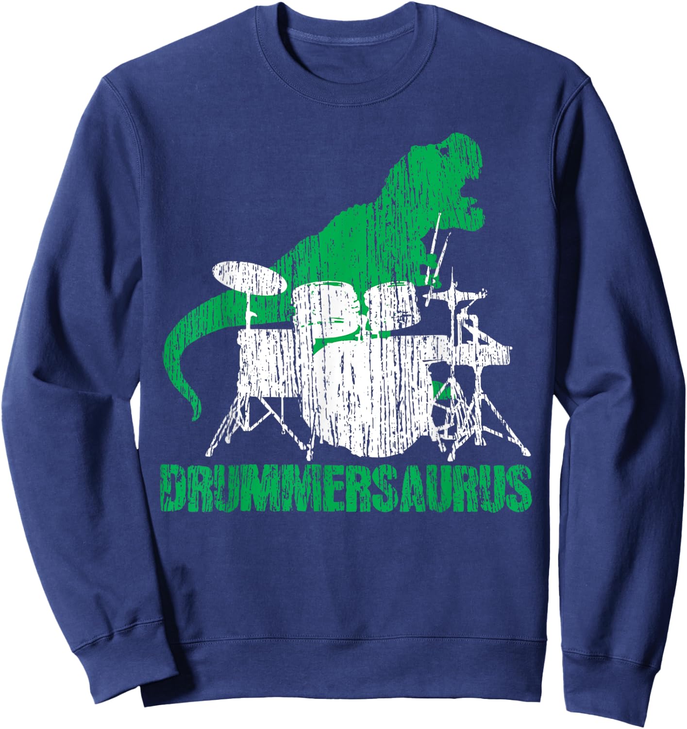 Drummer Shirts Men's Vintage Dinosaur , Black, Small Sweatshirt - Sweatshirt | Navy