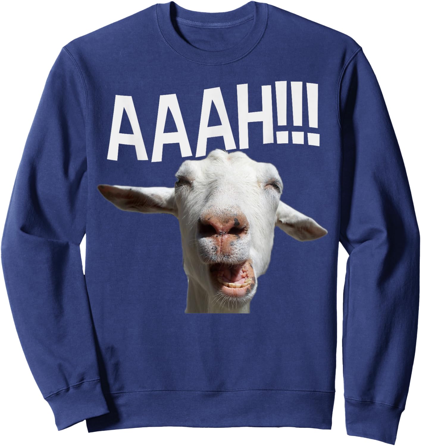 Halloween Screaming Goat AAAH!!! Funny Crazy Goat Print Sweatshirt - Sweatshirt | Navy