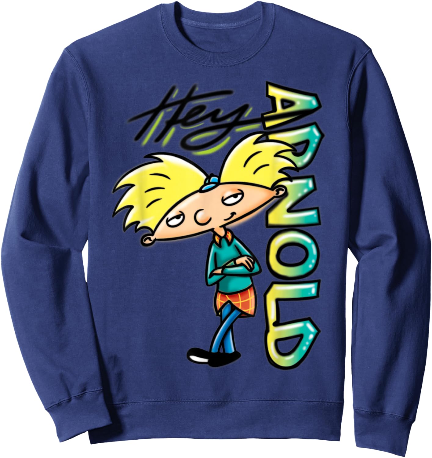 Nickelodeon Hey Arnold Character Grafitti Logo Sweatshirt - Sweatshirt | Navy