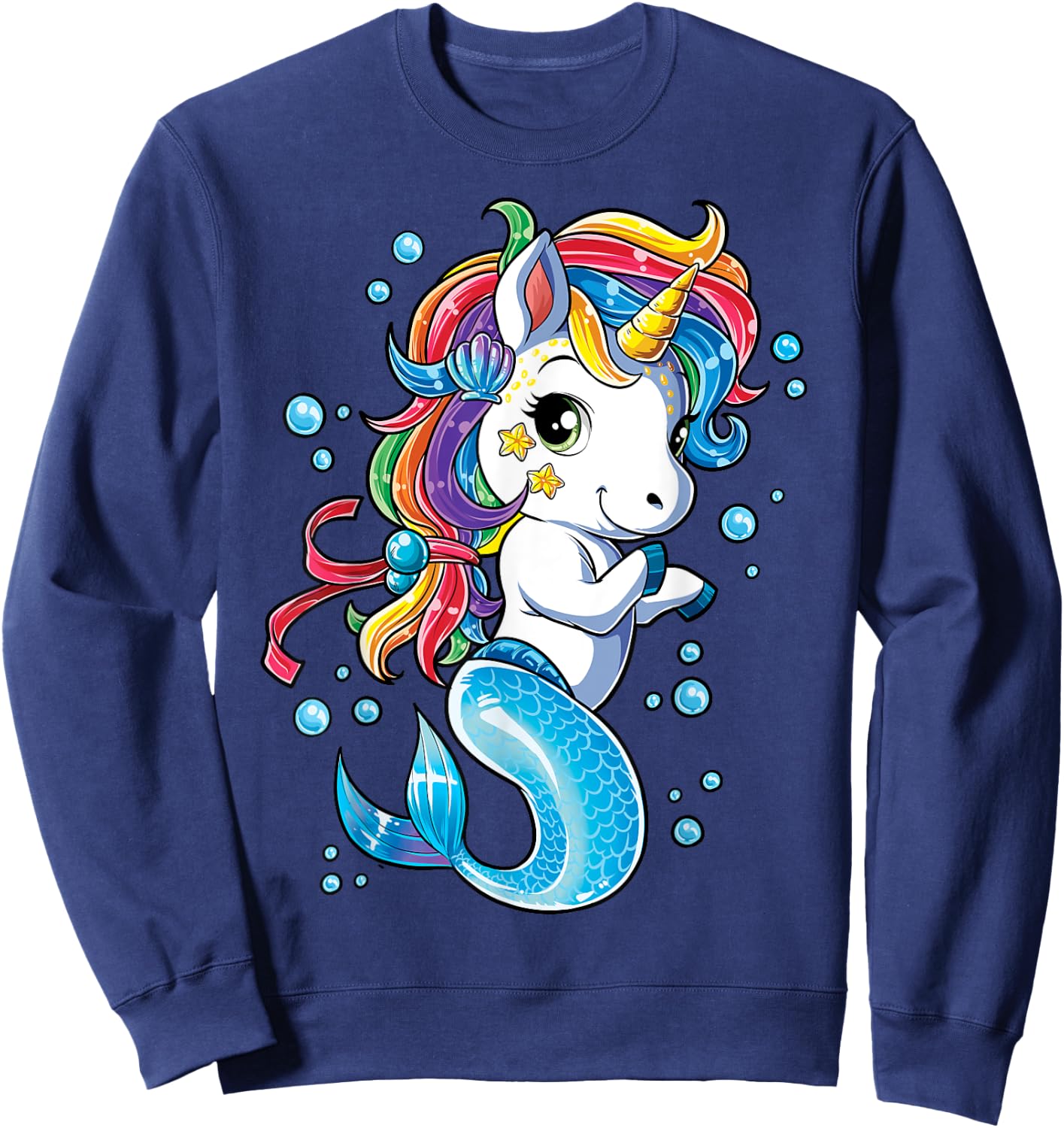 Unicorn Mermaid Mermicorn T Shirt Girls Kids Rainbow Gifts Sweatshirt - Sweatshirt | Navy