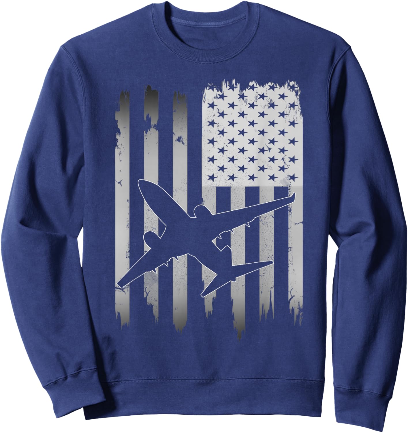Airplane USA American Flag 4th of July Patriotic Plane Gift Sweatshirt - Sweatshirt | Navy