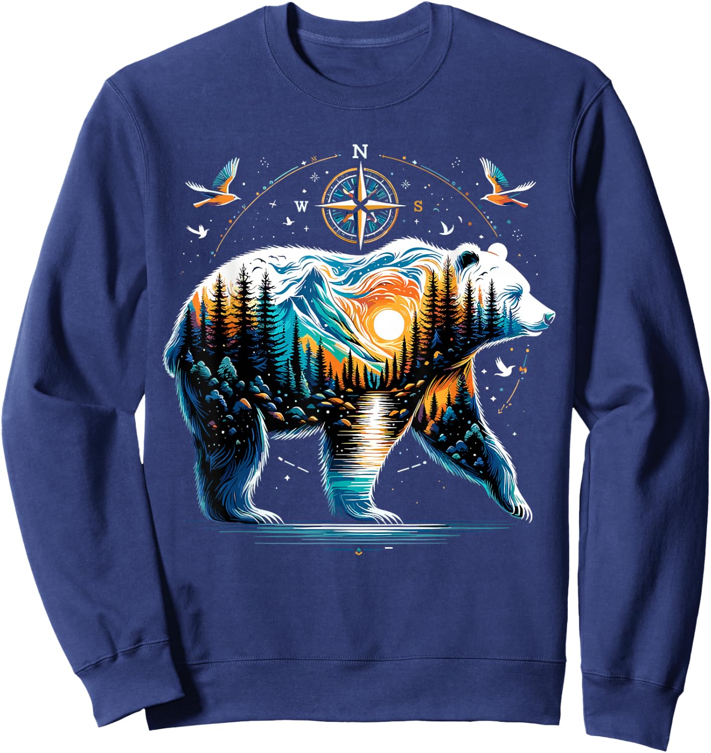 Bear Hiking Grizzly Bear Camping Camper Sweatshirt - Sweatshirt | Navy