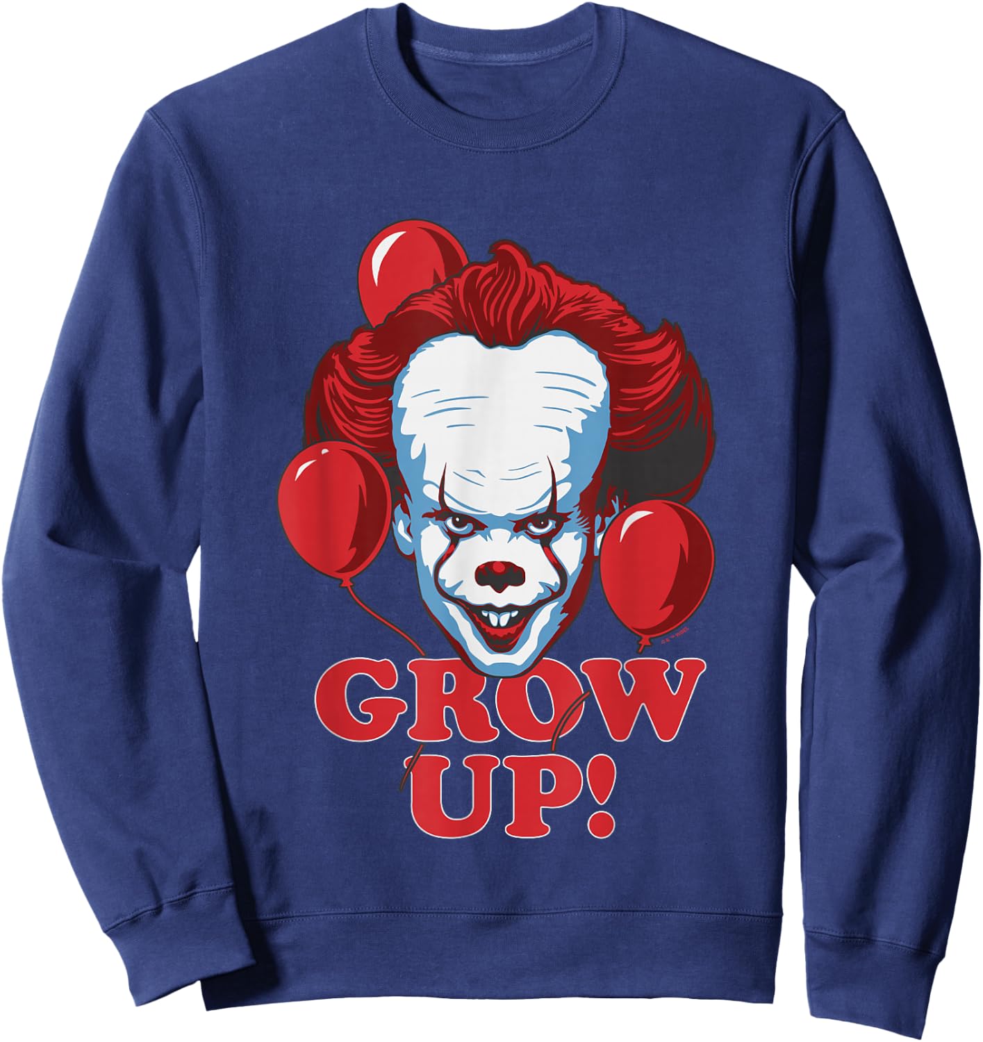 IT: Chapter Two Pennywise Grow Up! Red Balloons Chest Logo Sweatshirt - Sweatshirt | Navy