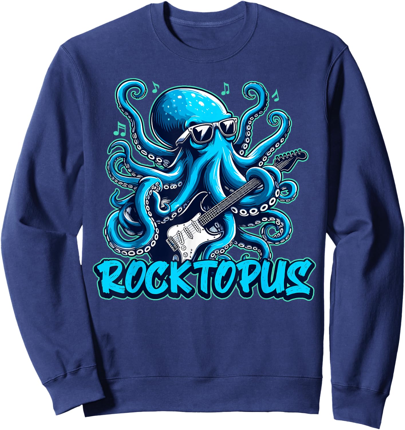 Rocktopus Cool Octopus with Guitar Music Lover Sweatshirt - Sweatshirt | Navy