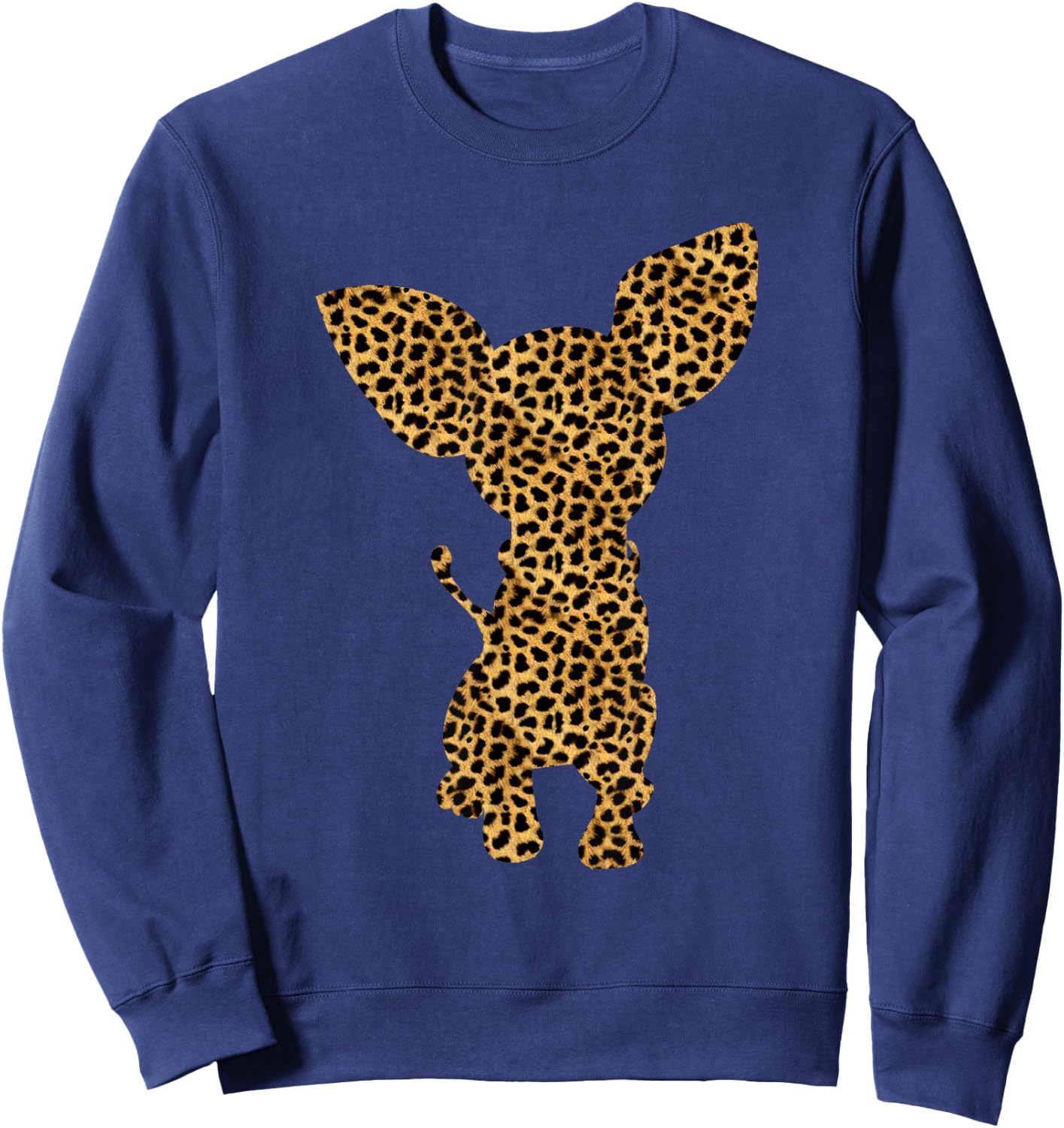 Chihuahua Leopard Print Dog Pup Animal Lover Women Gift Sweatshirt - Sweatshirt | Navy