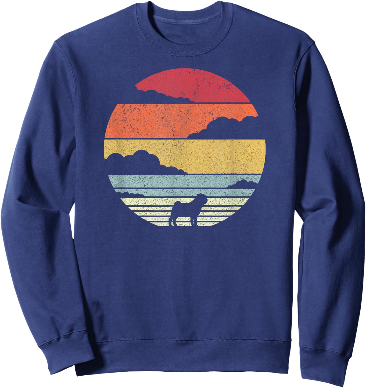 Pug Shirt. Retro Style Sweatshirt - Sweatshirt | Navy