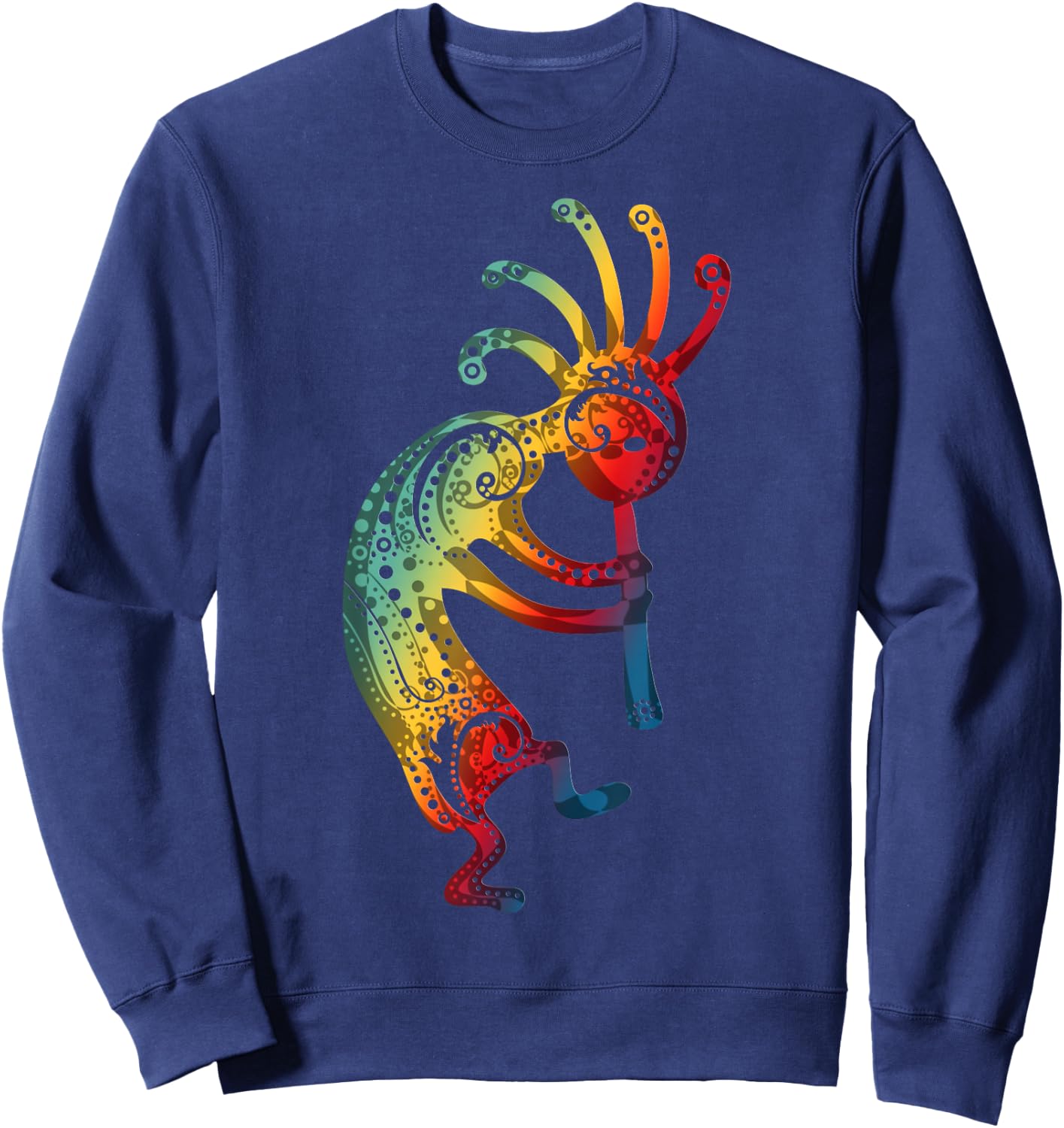 Native American Kokopelli with Ornaments Gradients Sweatshirt - Sweatshirt | Navy