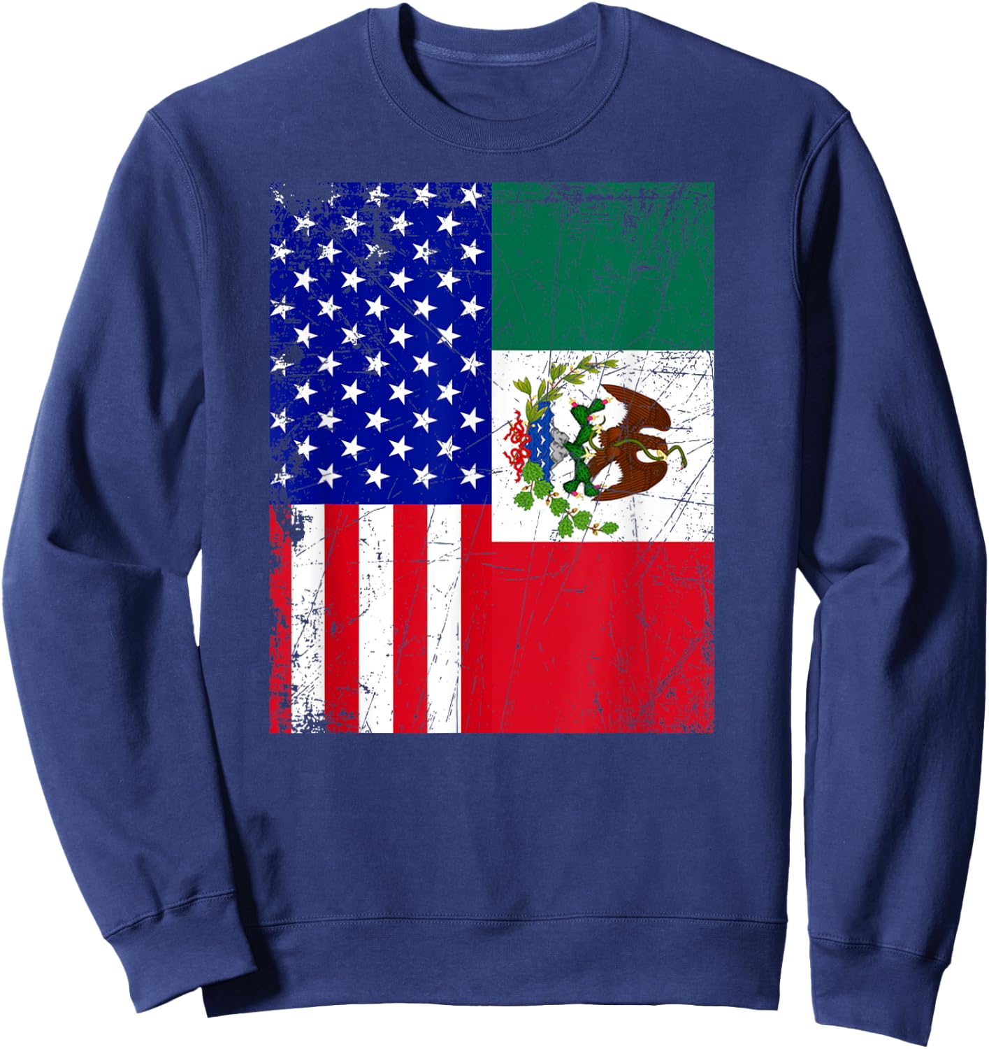 Mexican American Flag Shirt | Half Mexico Half USA Sweatshirt - Sweatshirt | Navy
