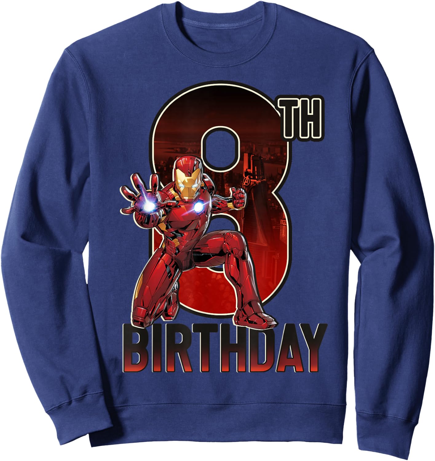 Marvel Iron Man 8th Birthday Action Pose Graphic Sweatshirt - Sweatshirt | Navy