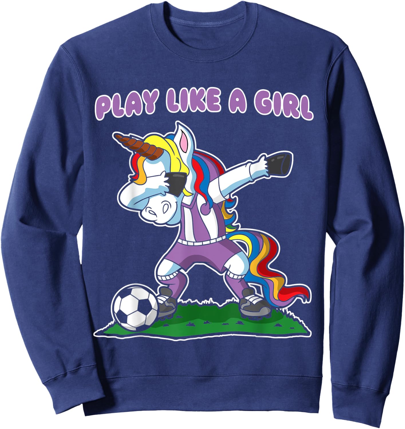 Soccer Unicorn Play Like A Girl Kids Girls Gift Sweatshirt - Sweatshirt | Navy