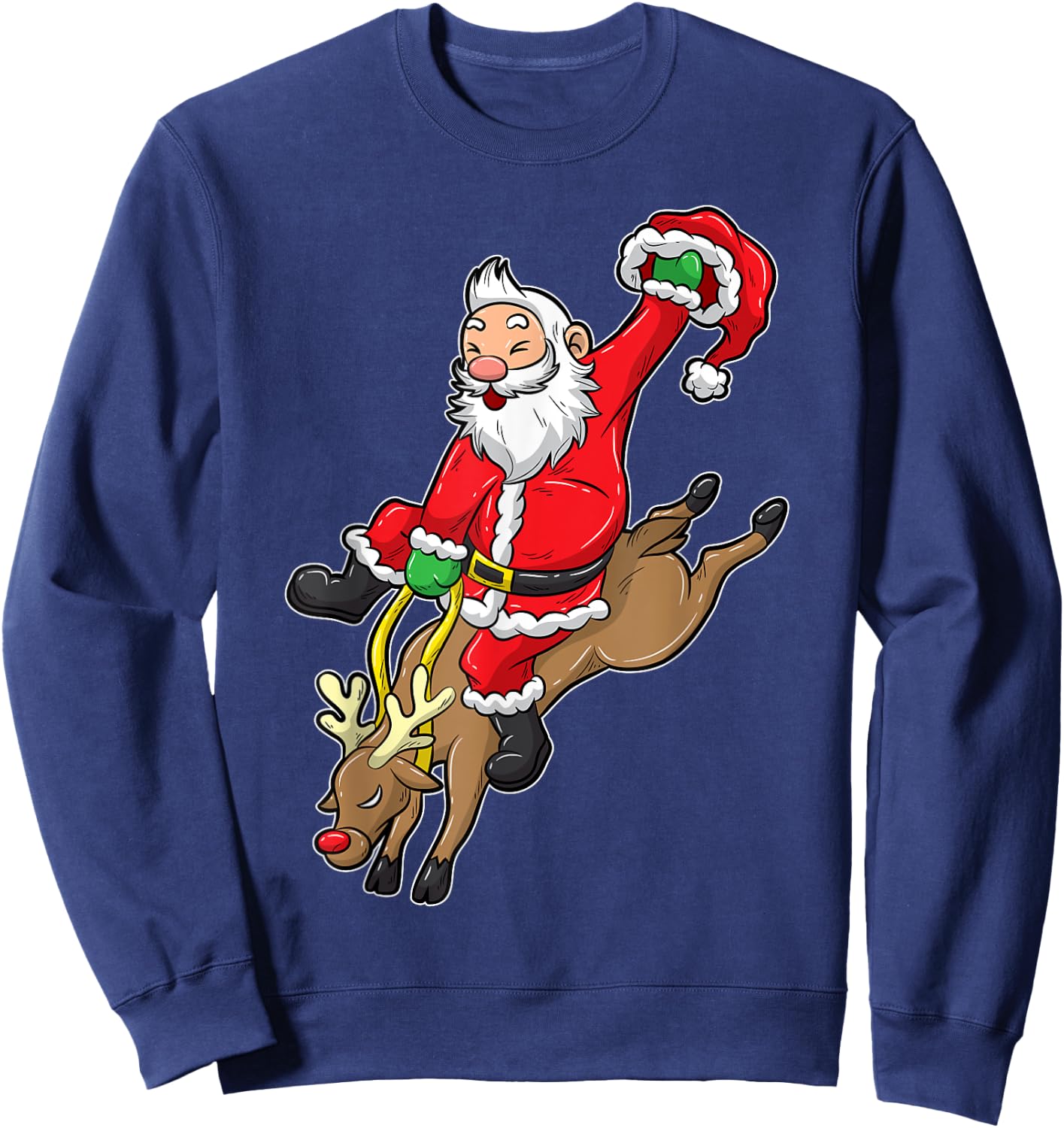 Cowboy Santa Xmas Reindeer Rodeo Christmas In Texas Sweatshirt - Sweatshirt | Navy