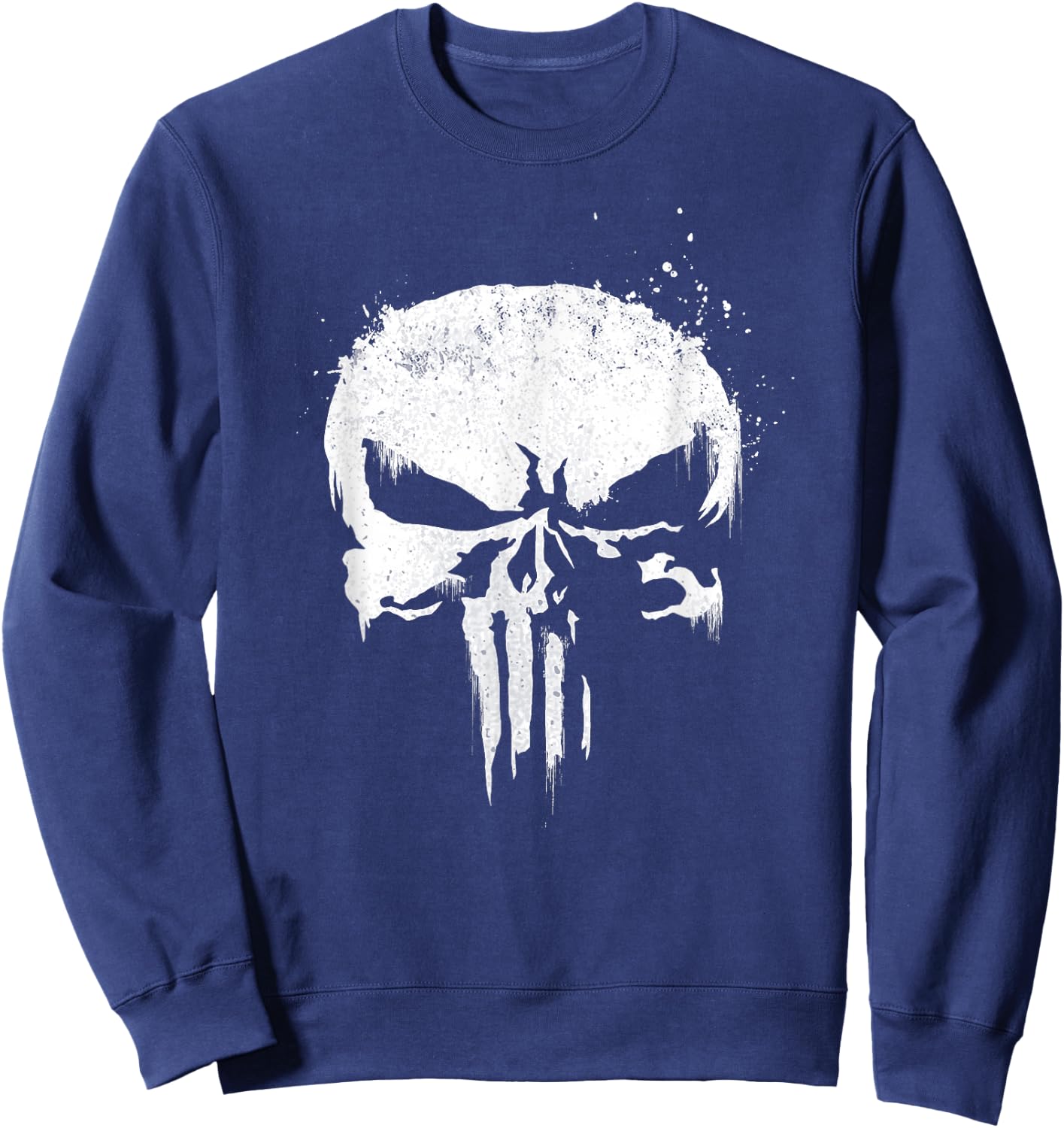 Marvel The Punisher White Ink Splatter Skull Logo Sweatshirt - Sweatshirt | Navy