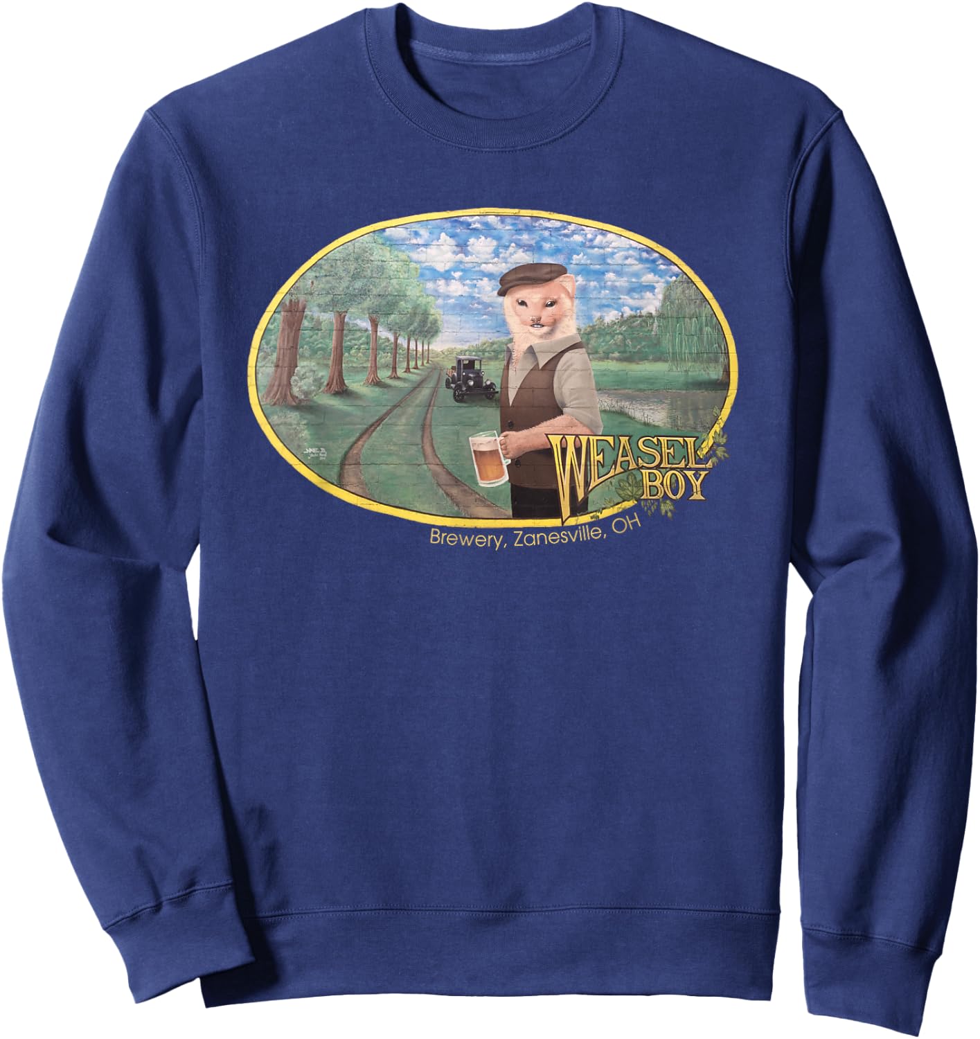 Weasel Boy Brewing Company Mural Art Relaxed Fit Sweatshirt - Sweatshirt | Navy