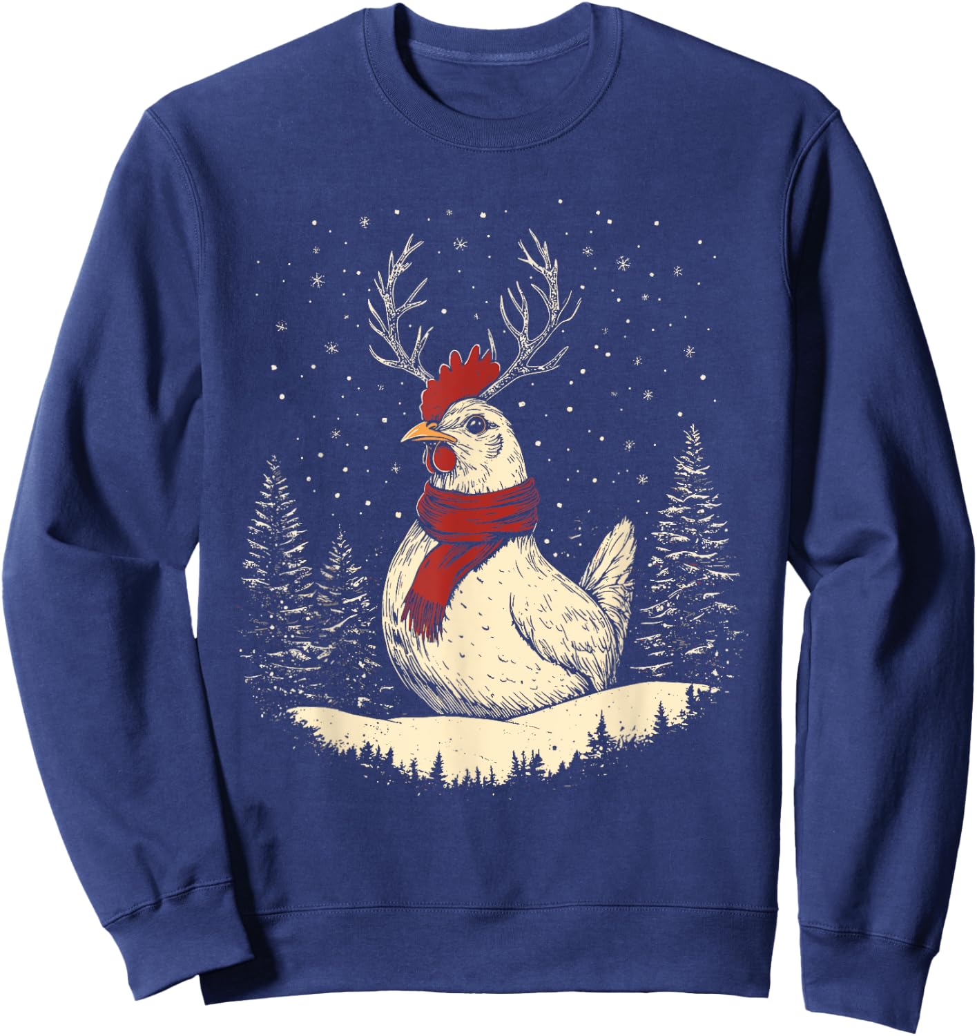 Chicken Reindeer Farmer Christmas Xmas Sweatshirt - Sweatshirt | Navy