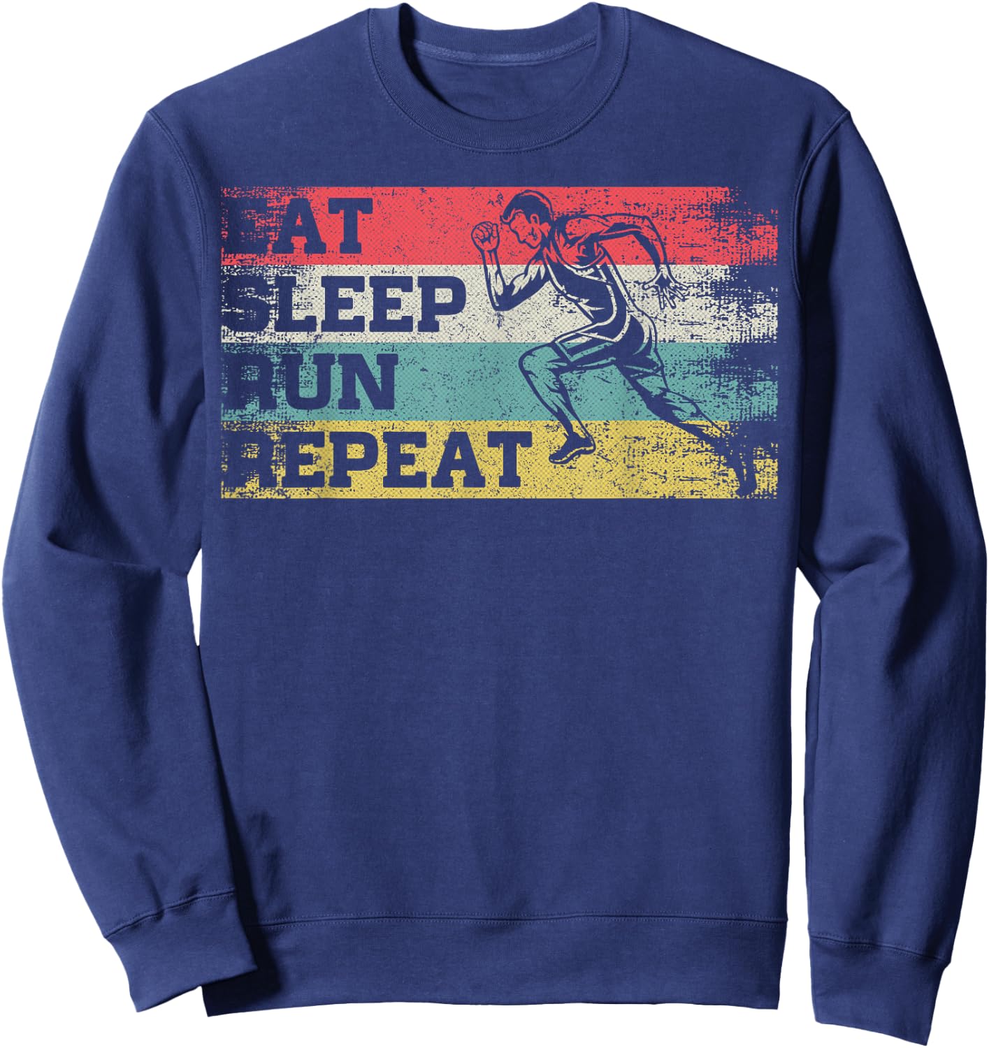 Vintage Retro Eat Sleep Run Repeat Funny Running Runner Gift Sweatshirt - Sweatshirt | Navy