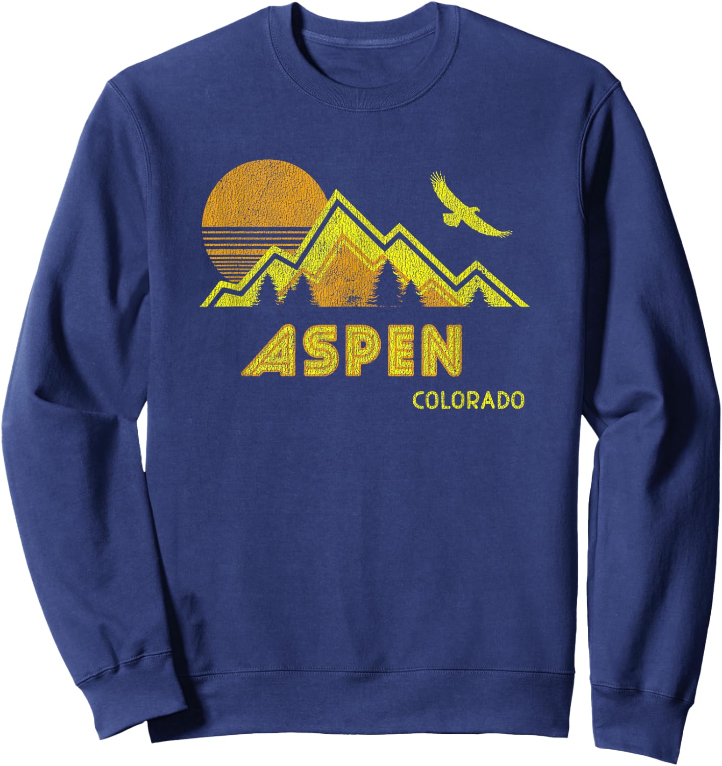 Retro Aspen Colorado Distressed Home Sweatshirt - Sweatshirt | Navy