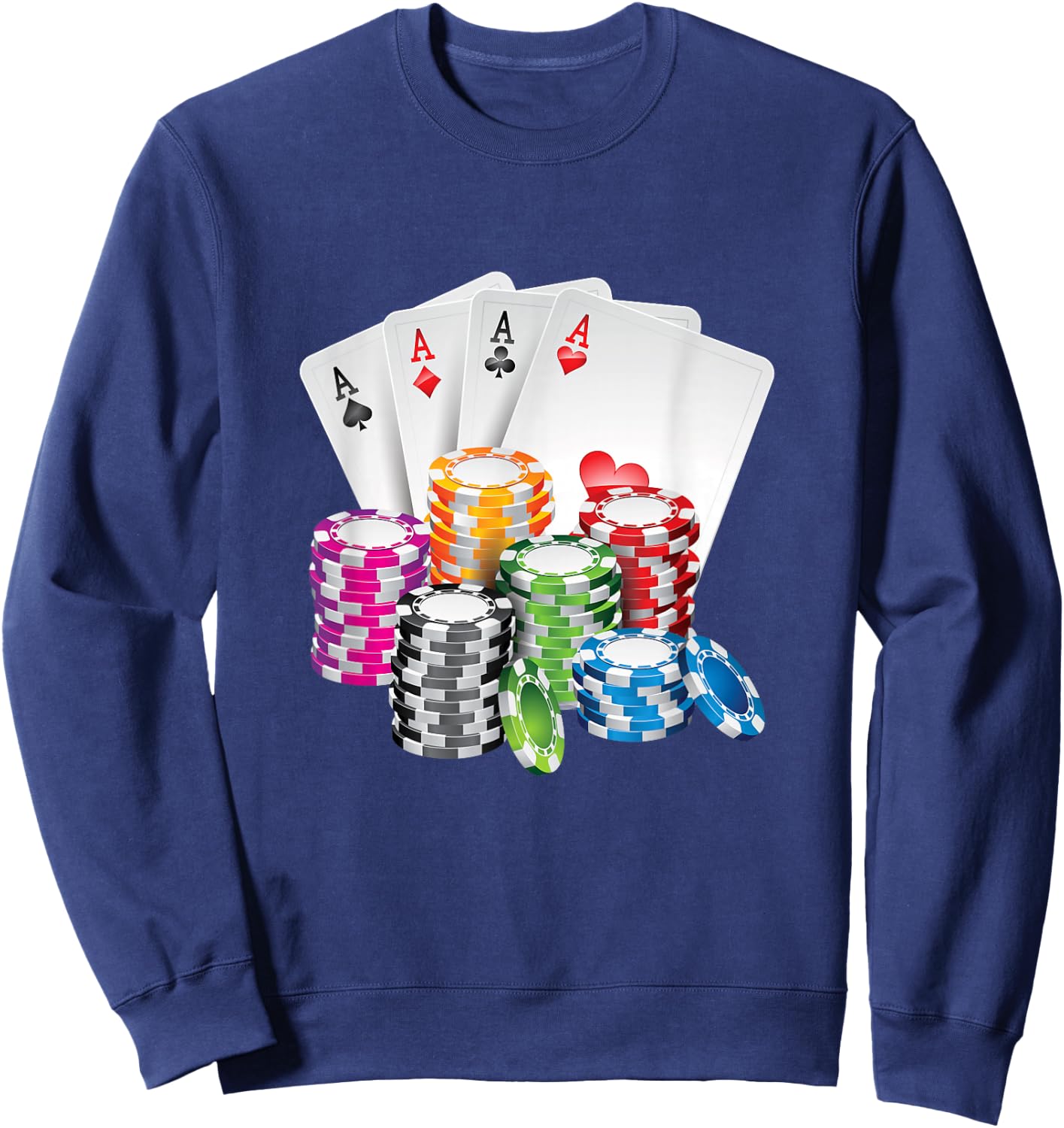 Poker Gambling Card Chips Casino Poker Holdem Sweatshirt - Sweatshirt | Navy