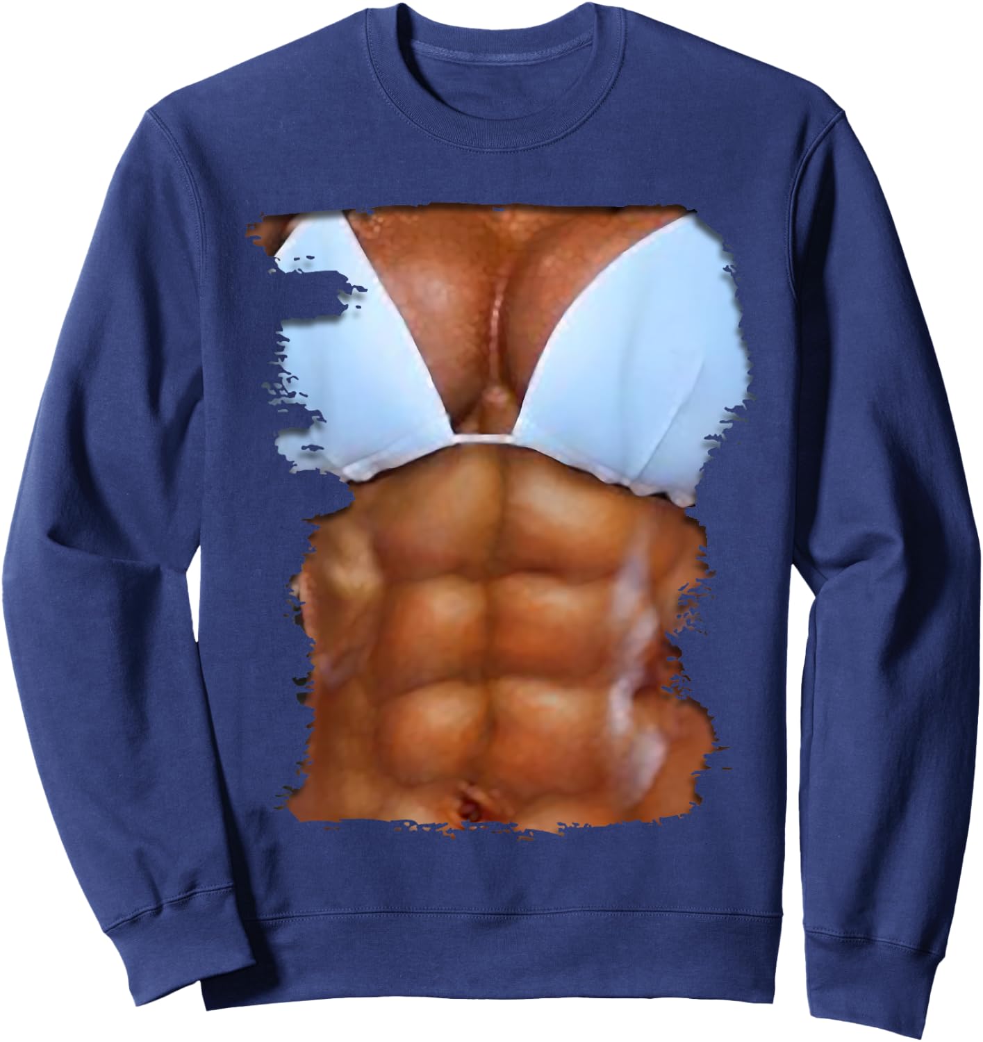 Fake Abs T Shirt Funny Bikini Body Muscle Six Pack 3D Sweatshirt - Sweatshirt | Navy