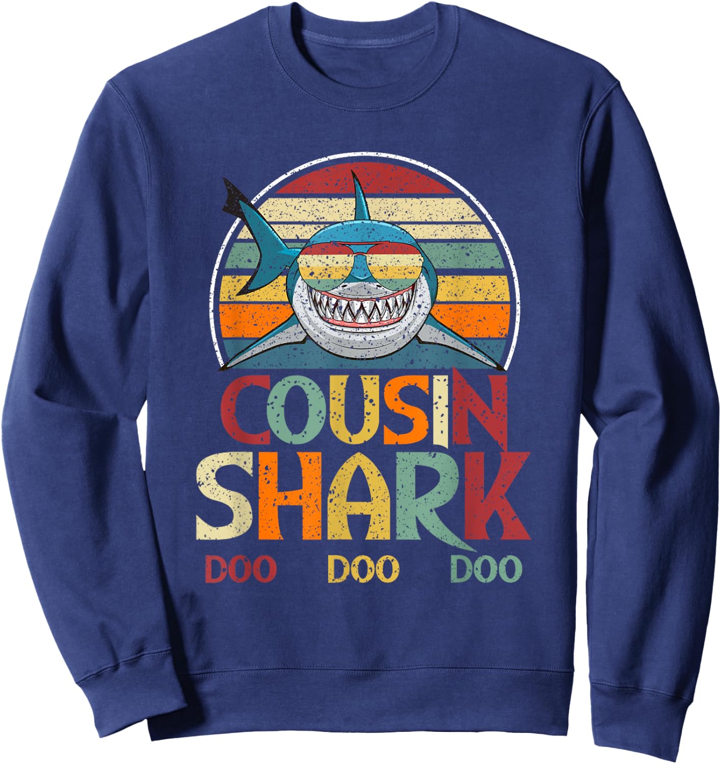 Retro Vintage Cousin Shark Gift Sweatshirt - Sweatshirt | Navy