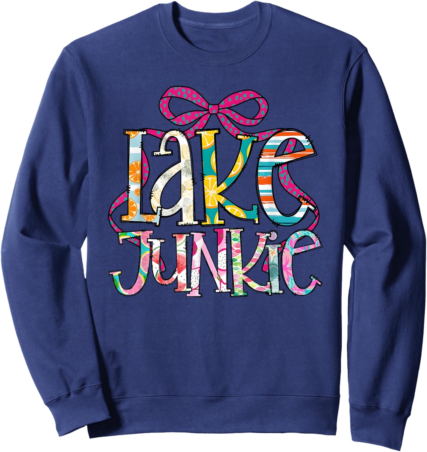 Lake Junkie, Retro Lake Life, Summer Lake Days Vacation Sweatshirt - Sweatshirt | Navy