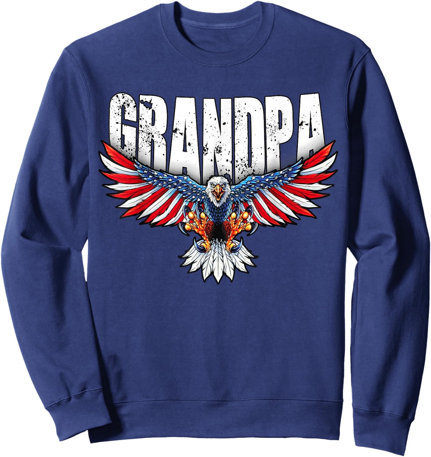 Grandpa Vintage USA Flag Bald Eagle Patriotic 4th of July Sweatshirt - Sweatshirt | Navy