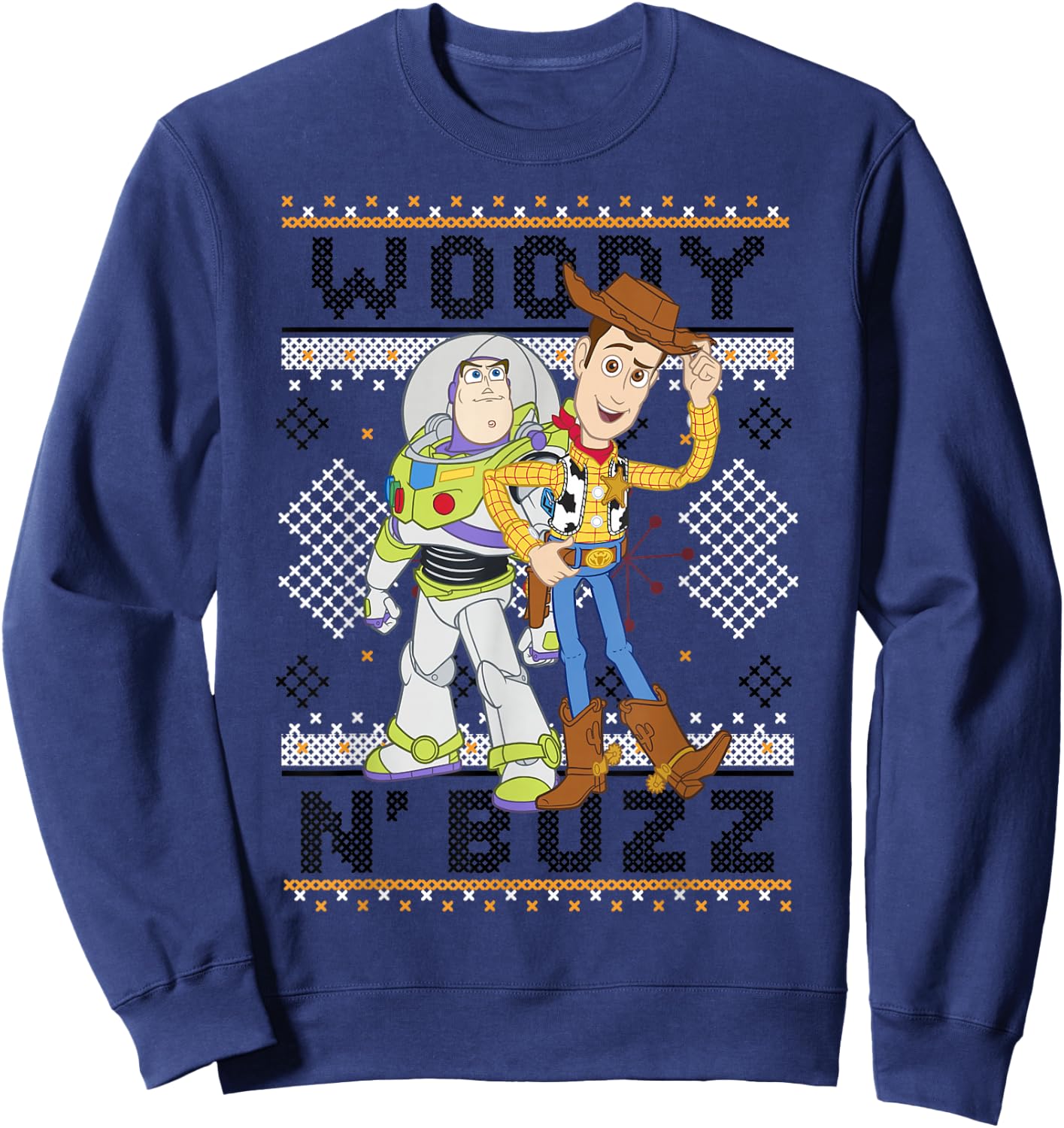 Disney Pixar Toy Story Christmas Ugly Sweater Buzz & Woody Sweatshirt - Sweatshirt | Navy