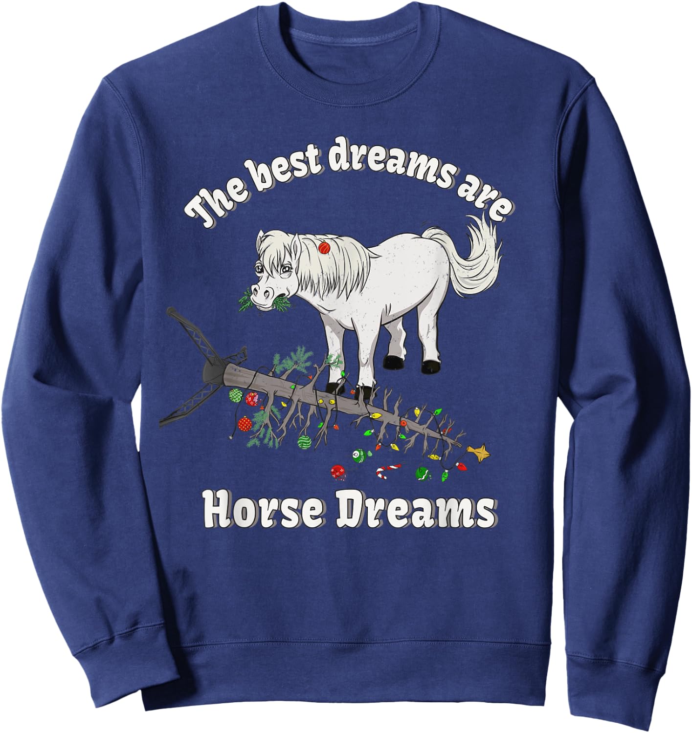 Icelandic Horse riding Shetland Pony Christmas Dreams Gift Sweatshirt - Sweatshirt | Navy