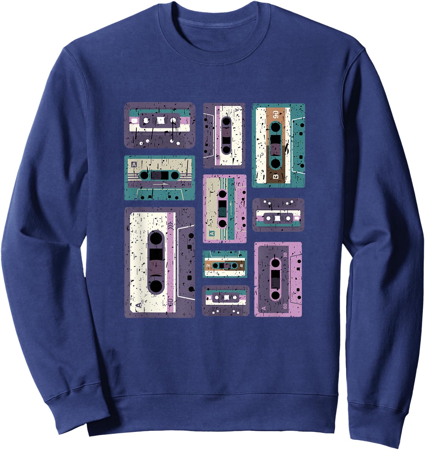 Vintage Cassette Tape Shirt Old School 80s 90s Retro Styled Sweatshirt - Sweatshirt | Navy