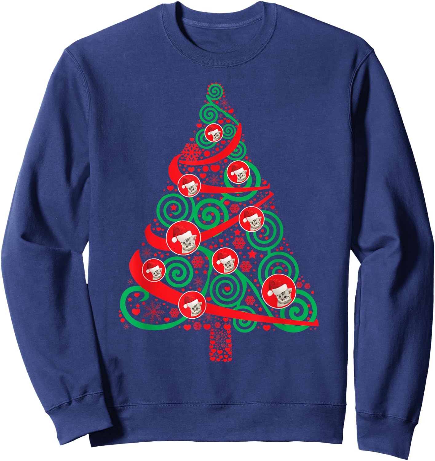 Cat Lover Christmas Tree Cat Lover Xmas Gift Shirt Sweatshirt - Sweatshirt | Navy
