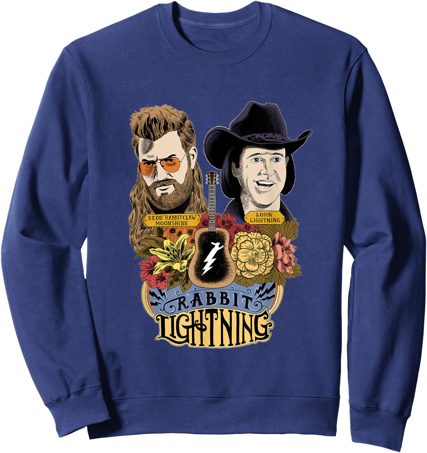 MYTHICAL Rabbit Lightning - Adults - Black - Small - Short Sleeve - Cotton, Polyester - Modern Lightning Print - Novelty Sweatshirt - Sweatshirt | Navy